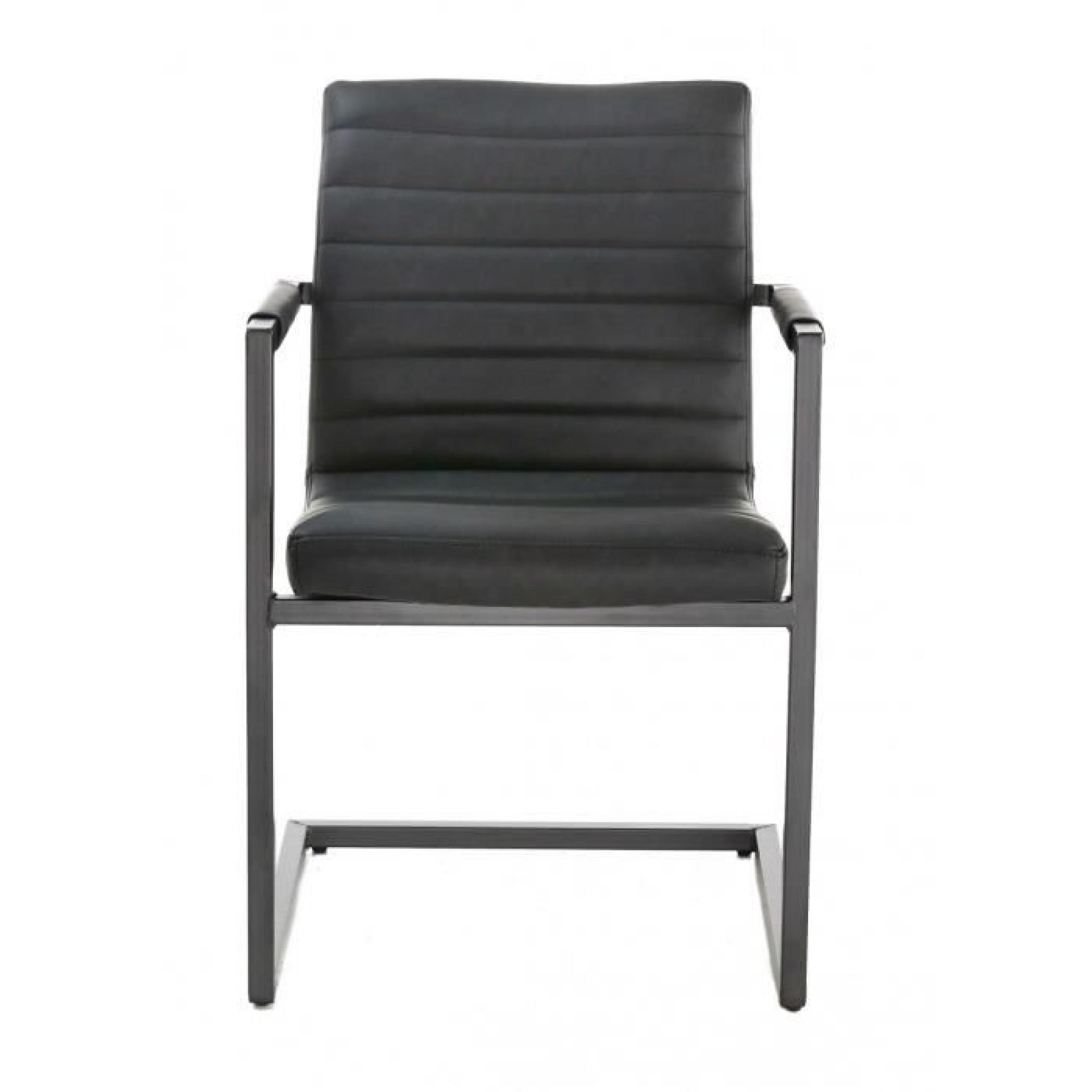 2x Chaise vintage métal avec accoudoirs grise Sitzen