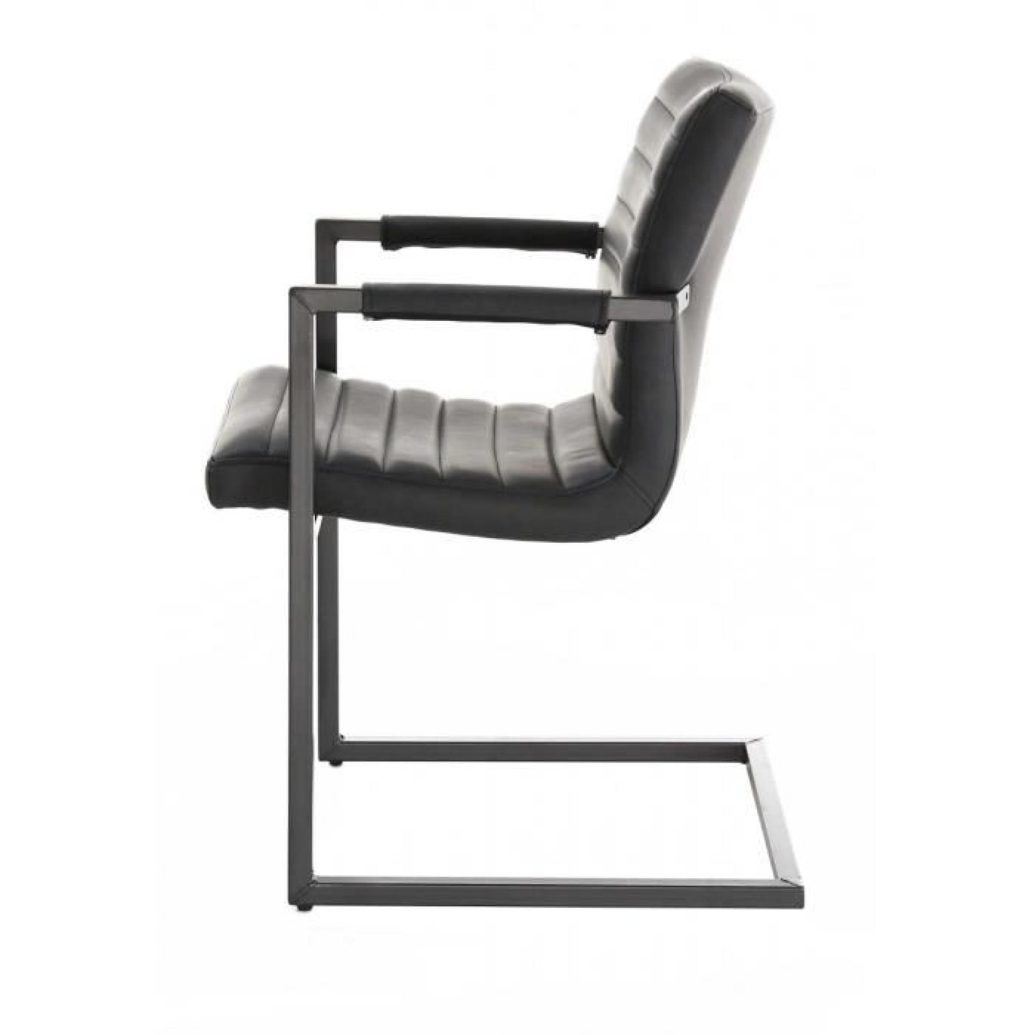 2x Chaise vintage métal avec accoudoirs grise Sitzen pas cher