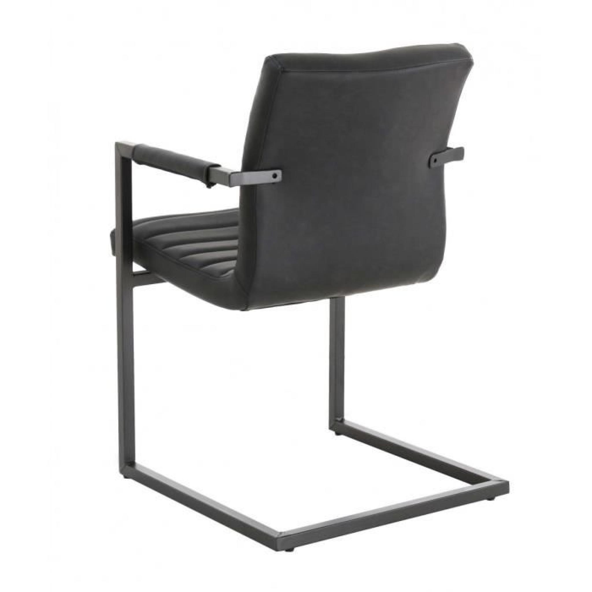 2x Chaise vintage métal avec accoudoirs grise Sitzen pas cher