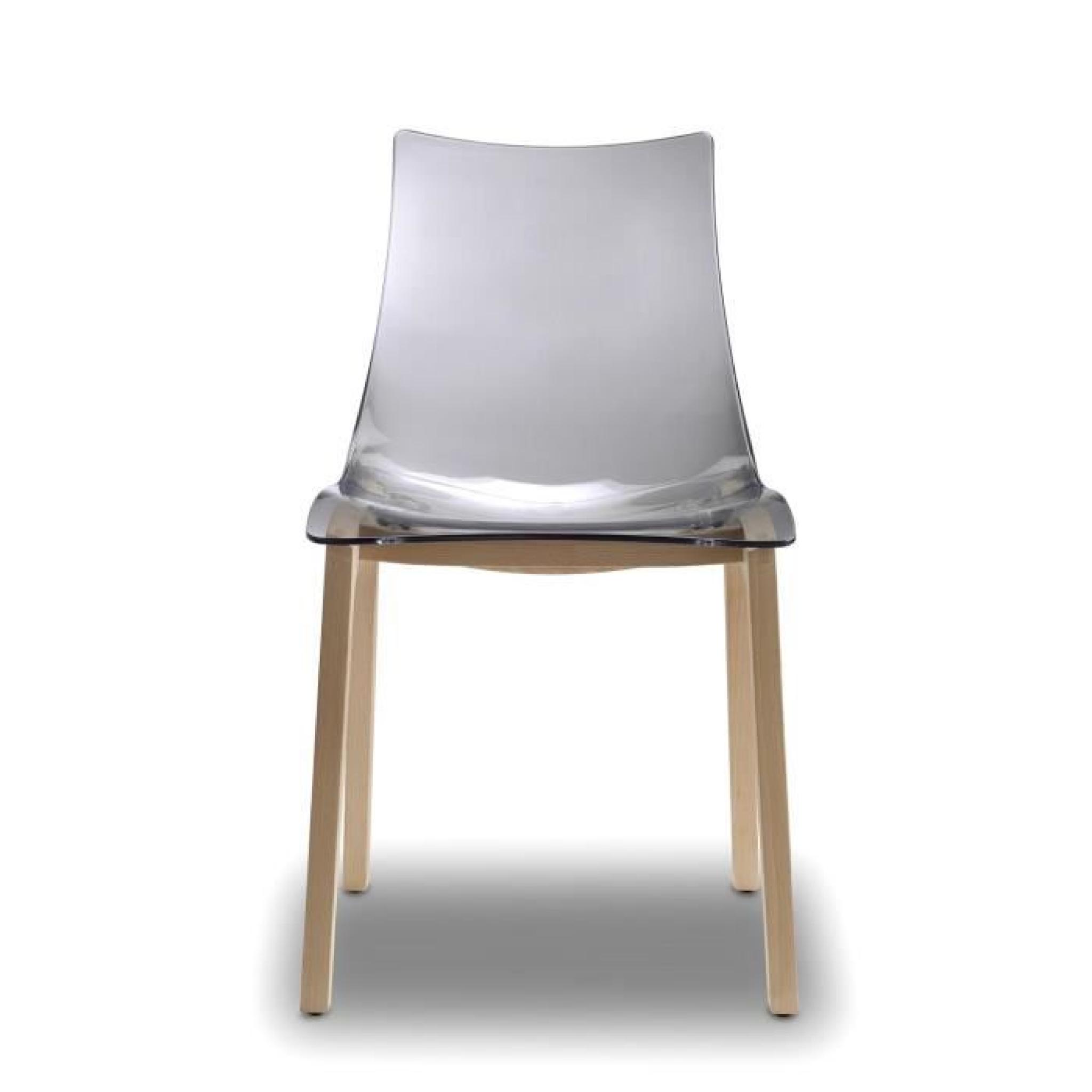 2x Chaises translucides grises design avec pied… pas cher