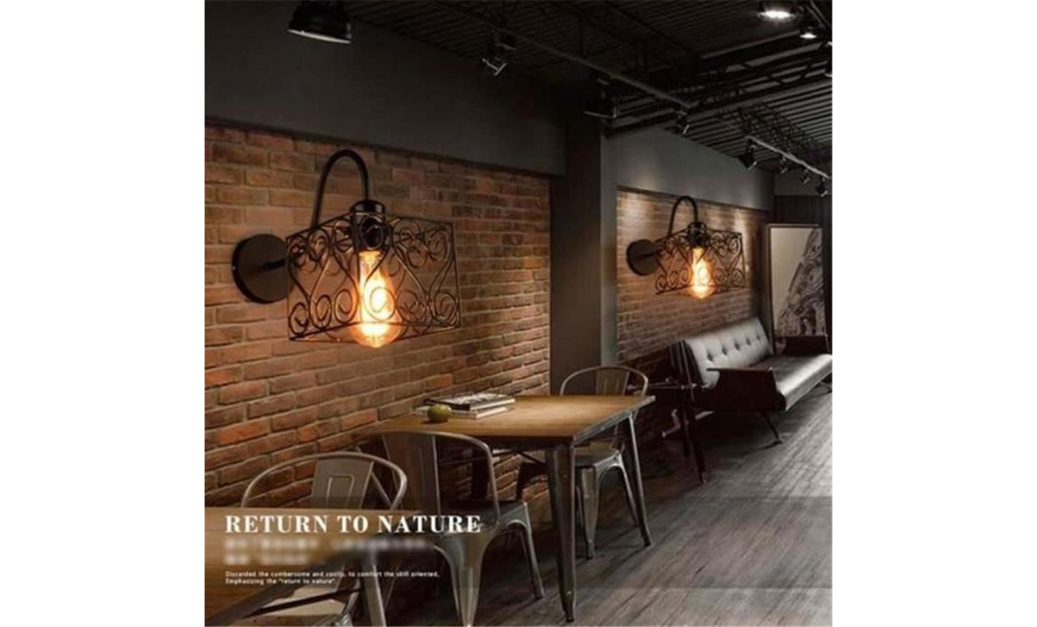 2x rétro vintage applique loft lampe murale réglable mur de feu edison cage de fer e27 industriel décor couloir bar café hôtel style pas cher