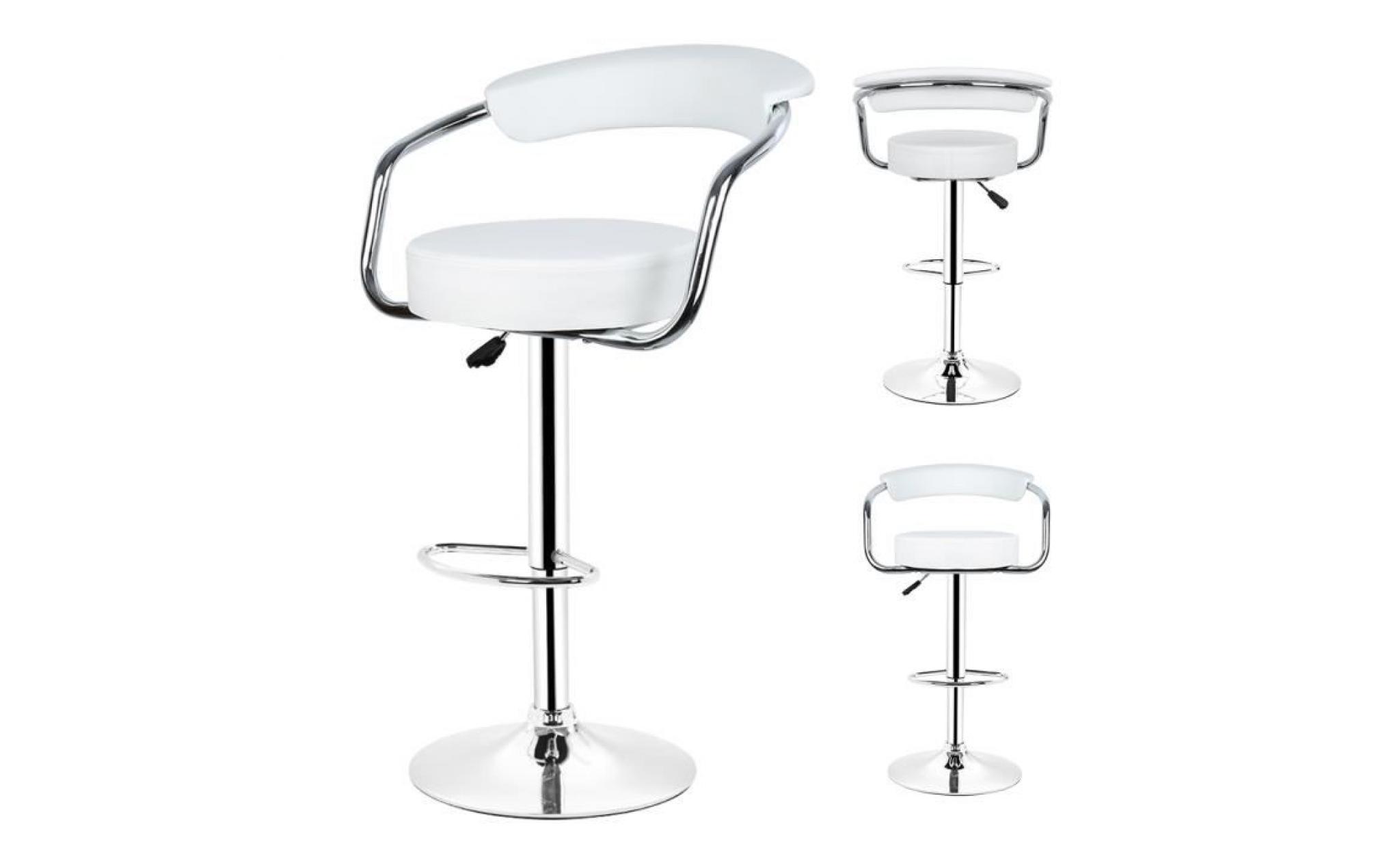 2× tabouret de bar en en similicuir   réglable et pivotant   chaises blanc pas cher