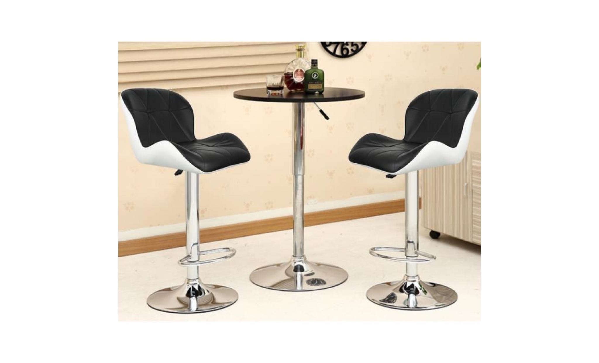 2x tabourets de bar,chaise moderne stools à la cuisine en faux cuir nouvelle chaise pu cuir noir+blanc
