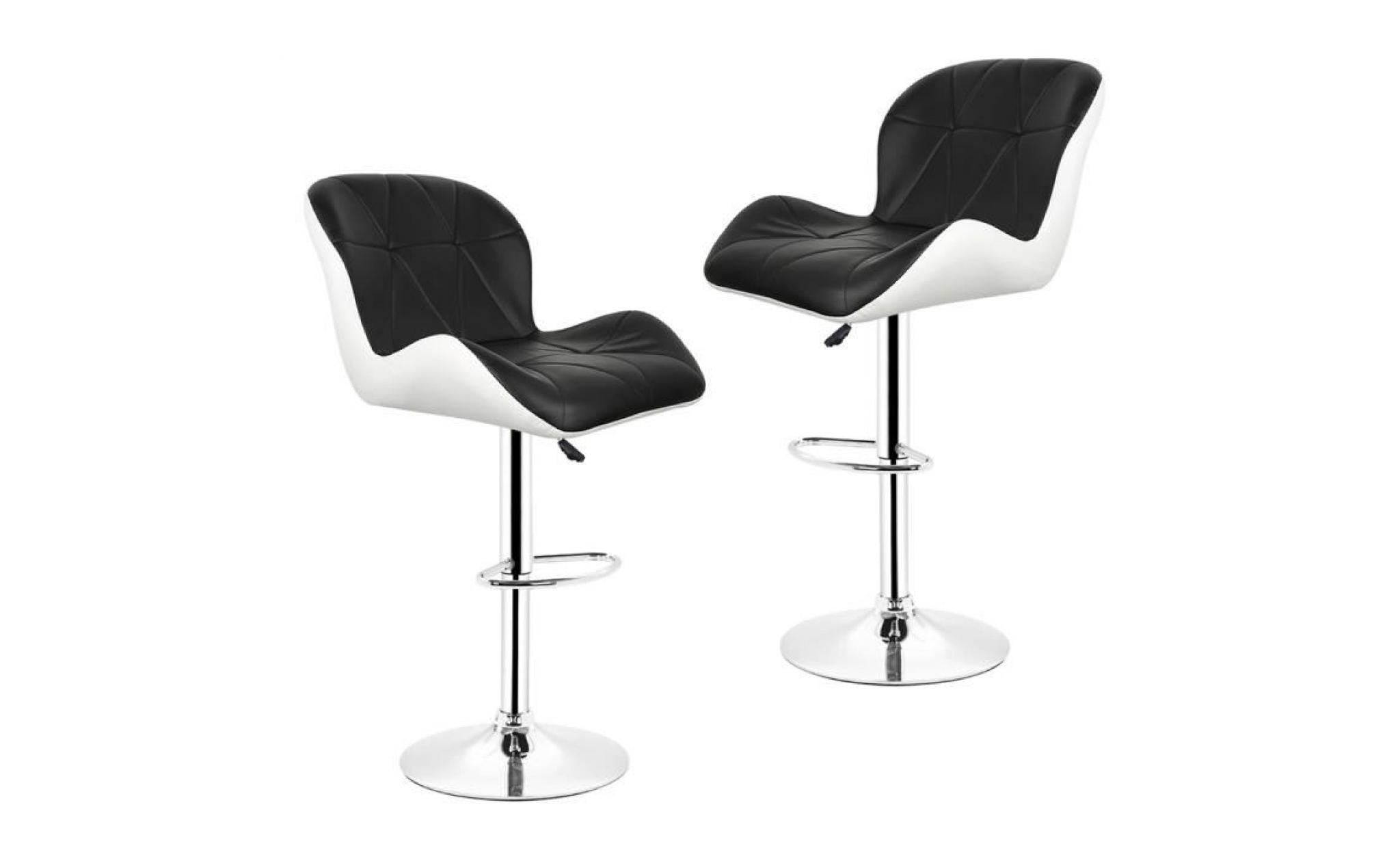 2x tabourets de bar,chaise moderne stools à la cuisine en faux cuir nouvelle chaise pu cuir noir+blanc pas cher