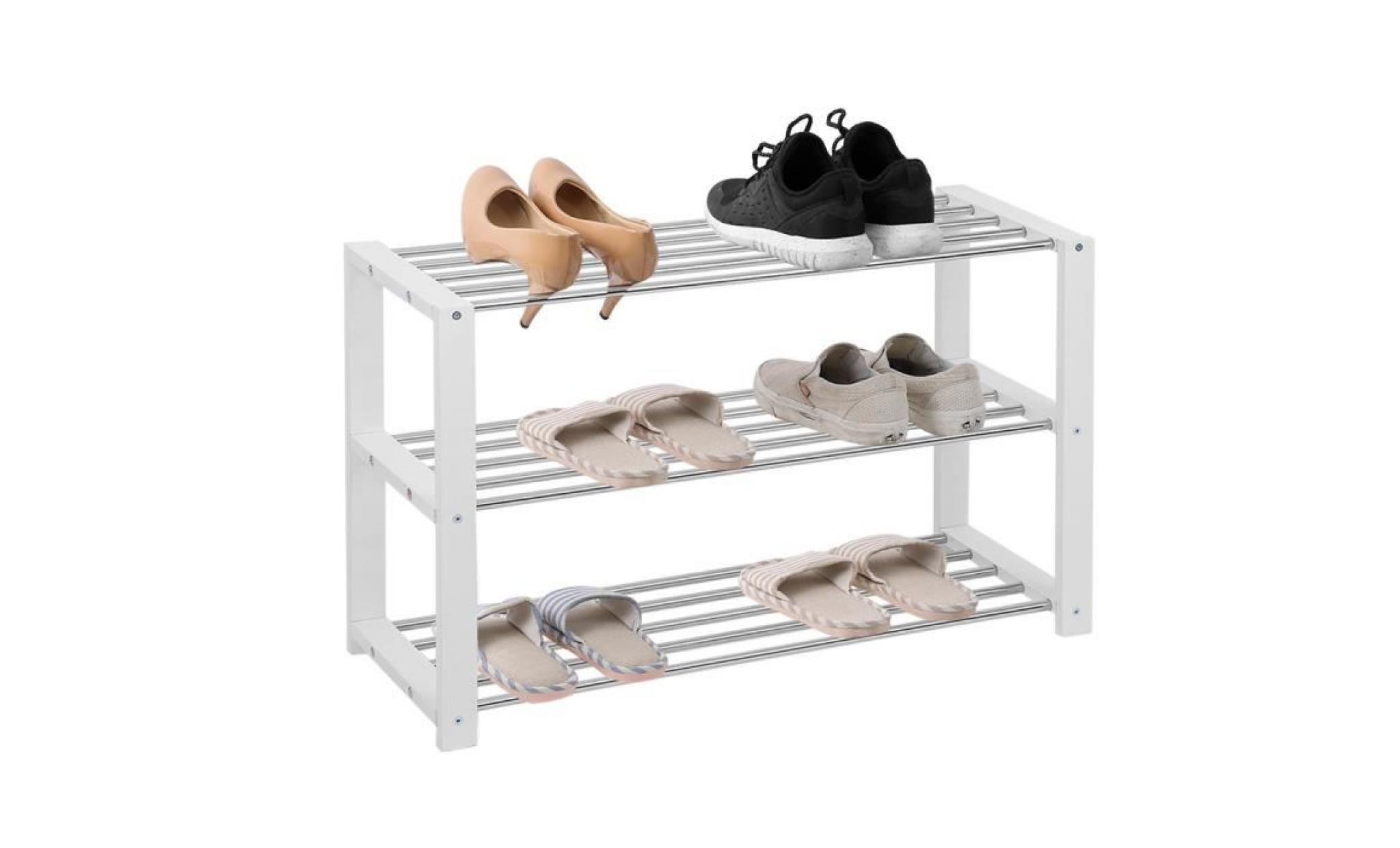 3 couches meuble à chaussure rangement à chaussure support étagère chaussures multifonction blanc