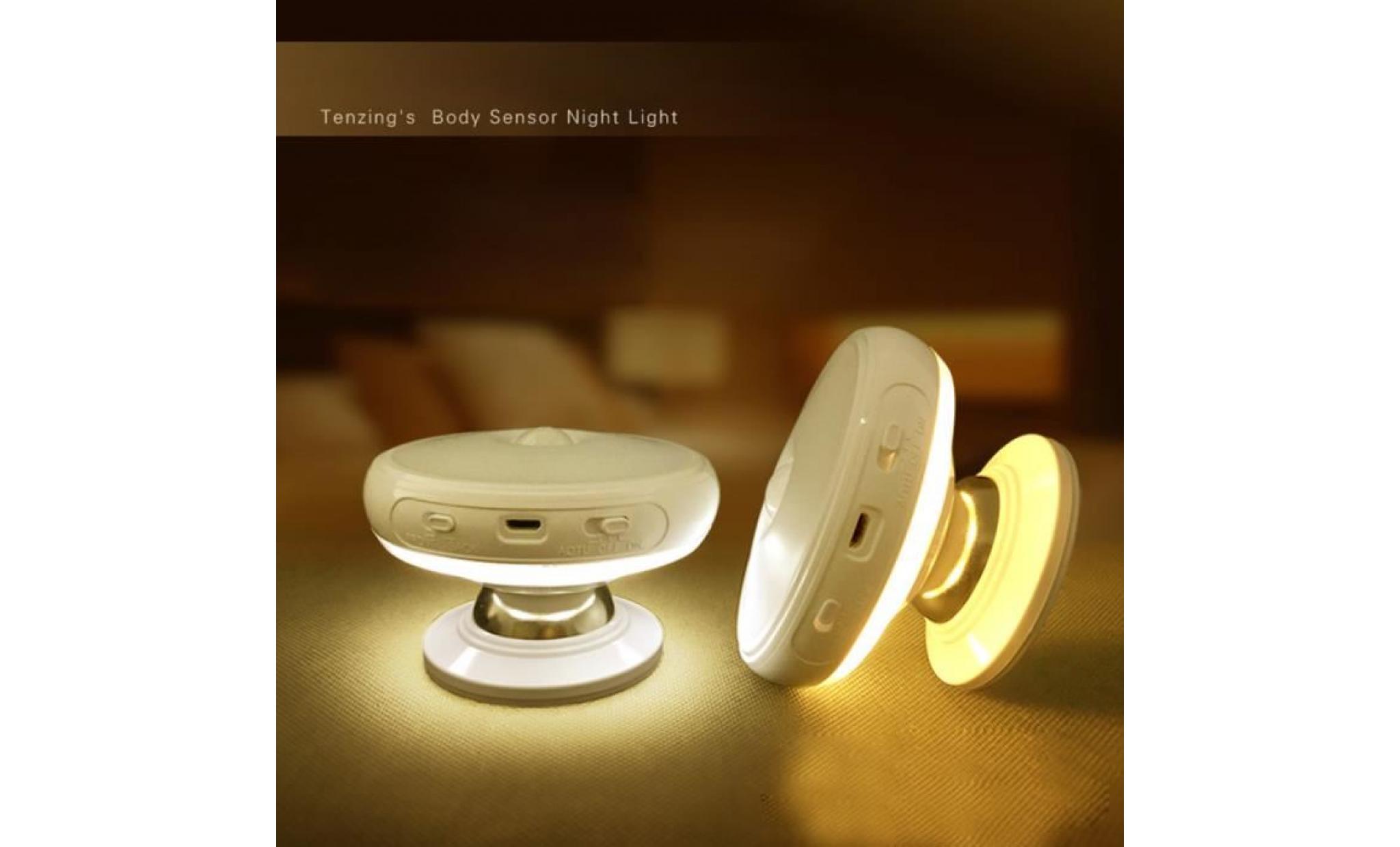 360 degré de rotation usb capteur de mouvement rechargeable led lampe de table de nuit b pas cher