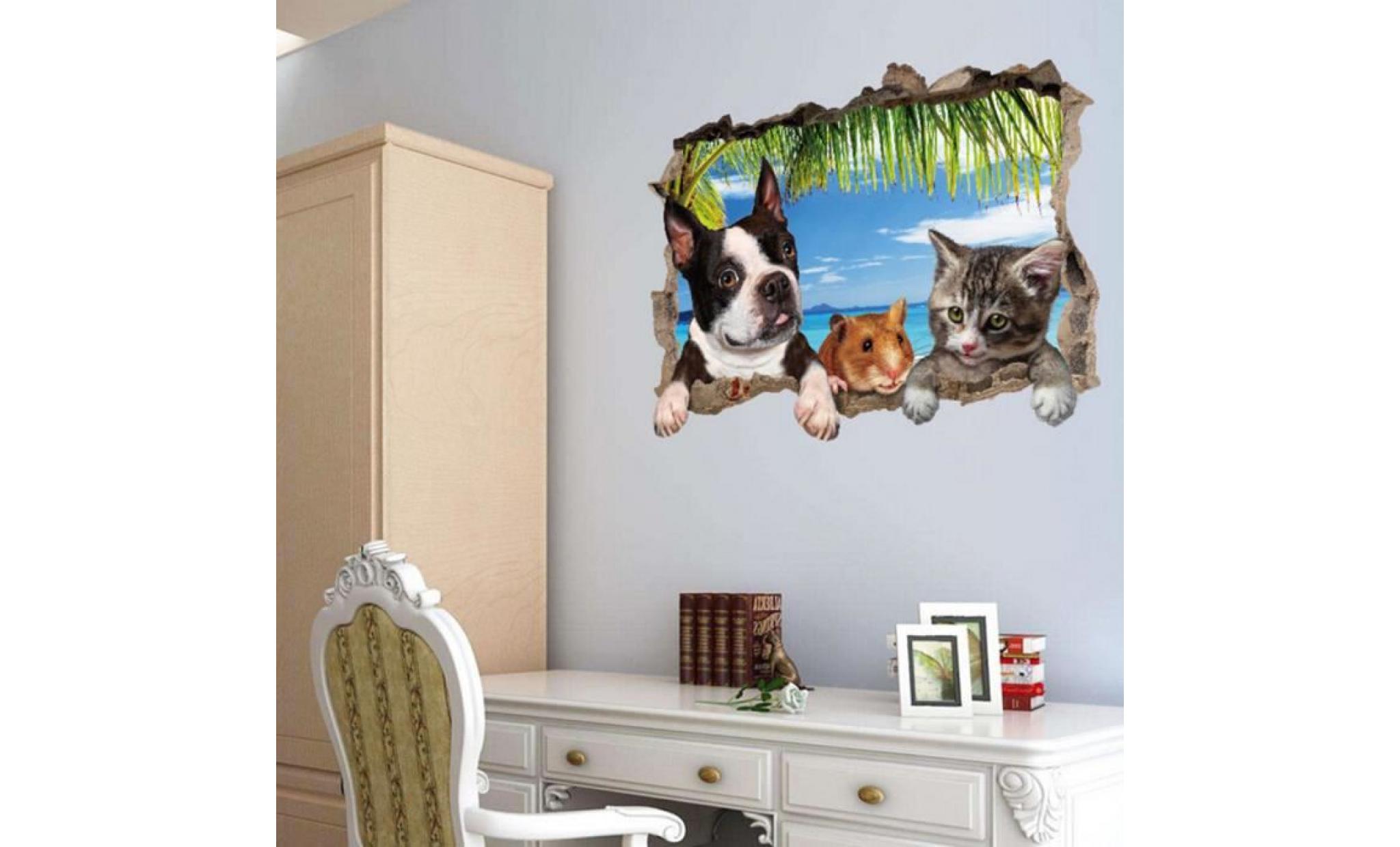 3d animal wall sticker armoire salon chambre fond d'écran swt1310 pas cher