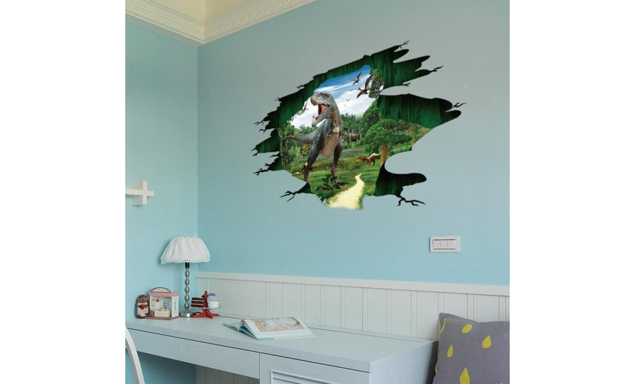 3d dinosaur flo mur papillons adhésifs autocollants mural en vinyle living décembre chambre_20182439 pas cher