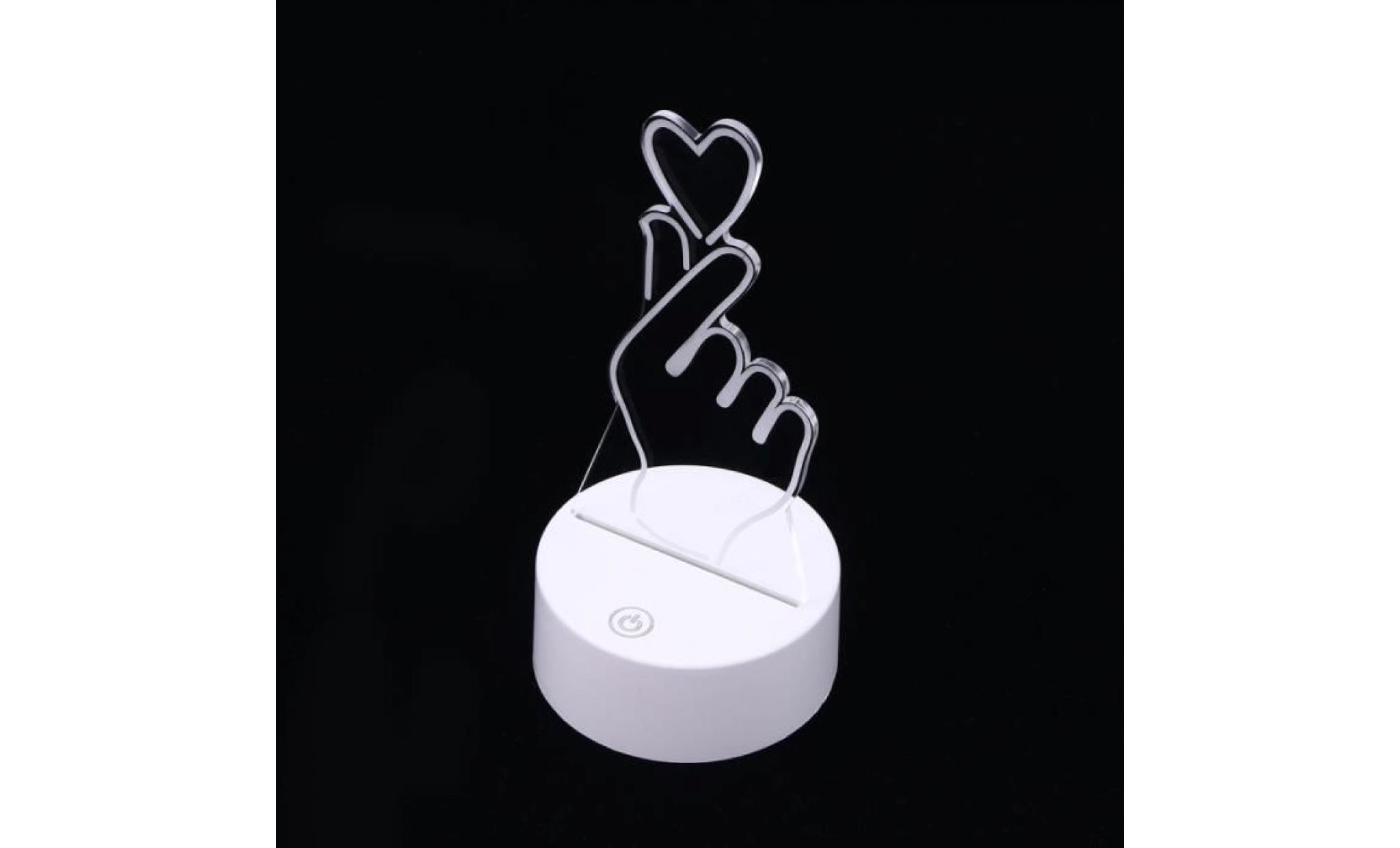3d led cœur aimant geste de la lampe 7 changement de couleur usb night light home decor sans batterie pas cher
