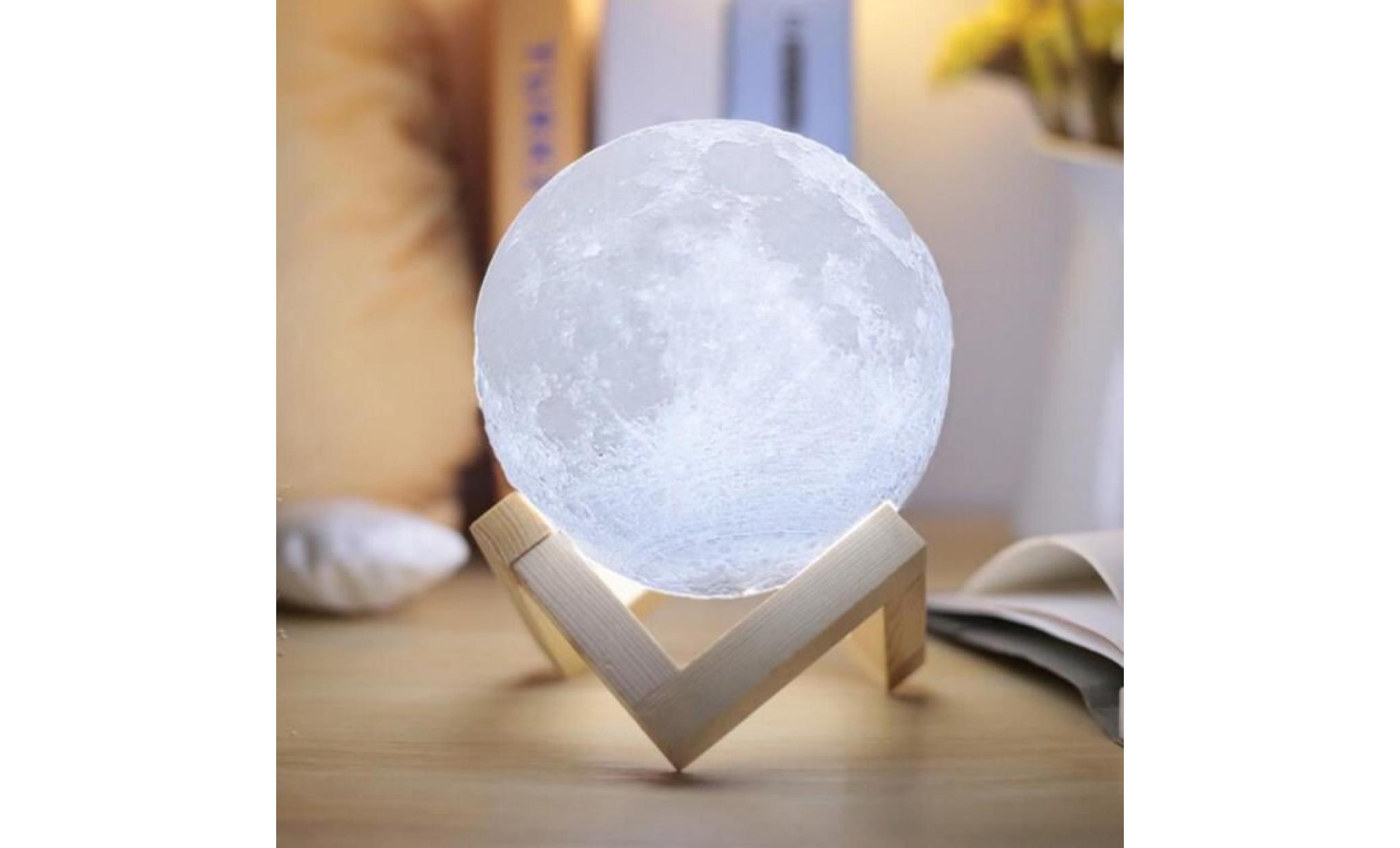 3d lune lampe, rechargeable interrupteur tactile lumière de nuit de chambre clair de lune, idéal pour un anniversaire noël (15cm) pas cher