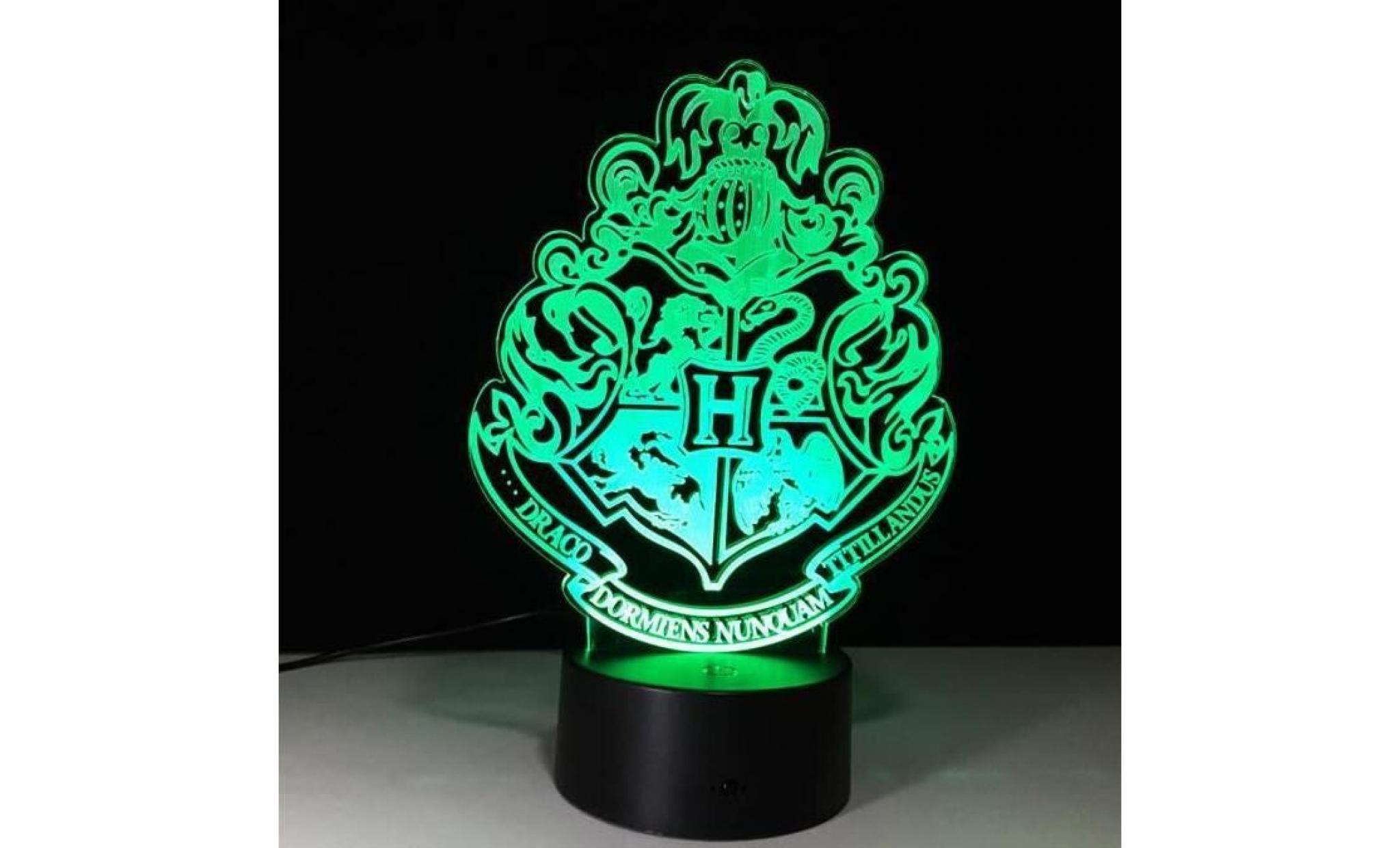 3d nuit lumière lampe acrylique hogwarts harry potter École de magie badge neuf
