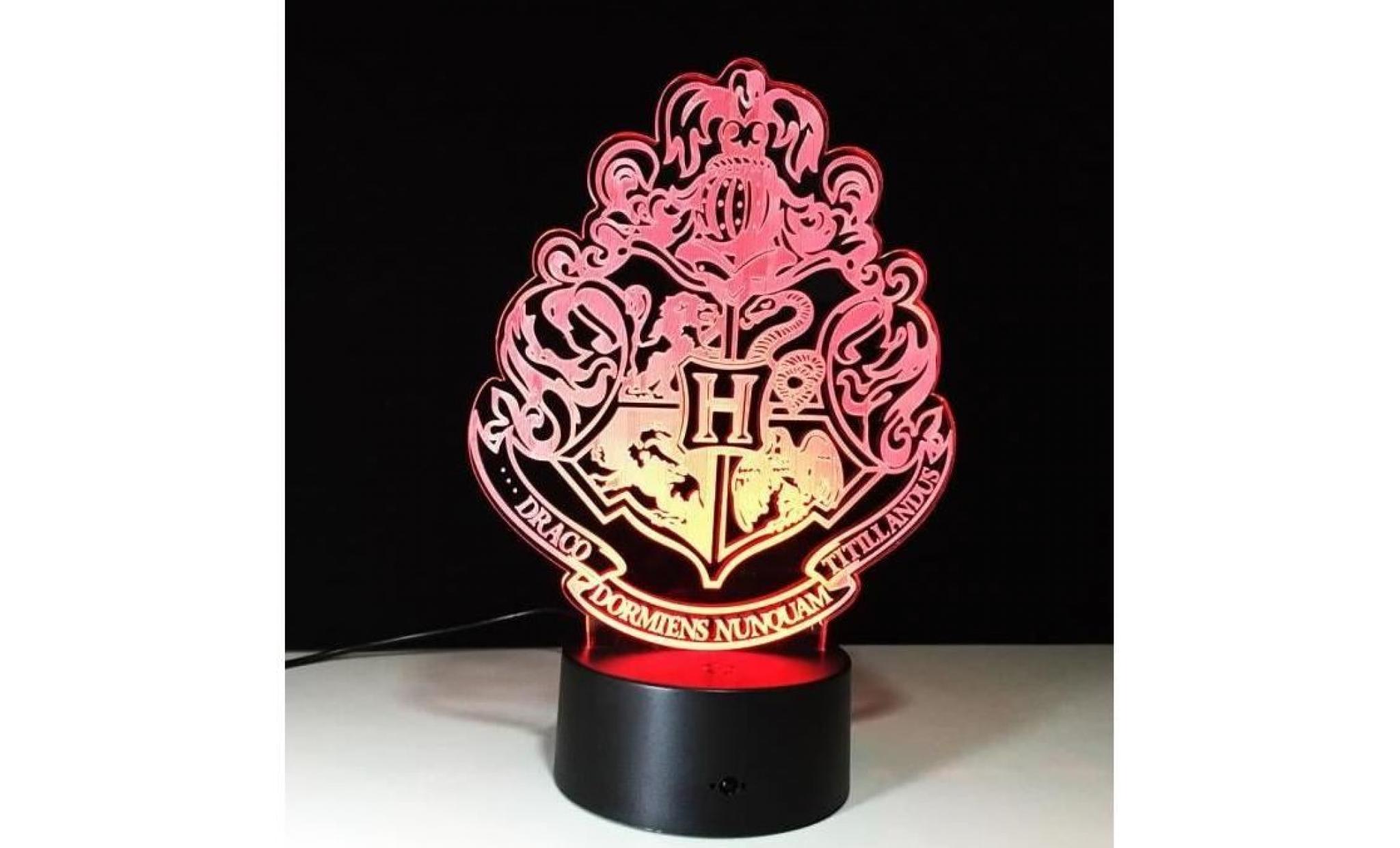 3d nuit lumière lampe acrylique hogwarts harry potter École de magie badge neuf pas cher