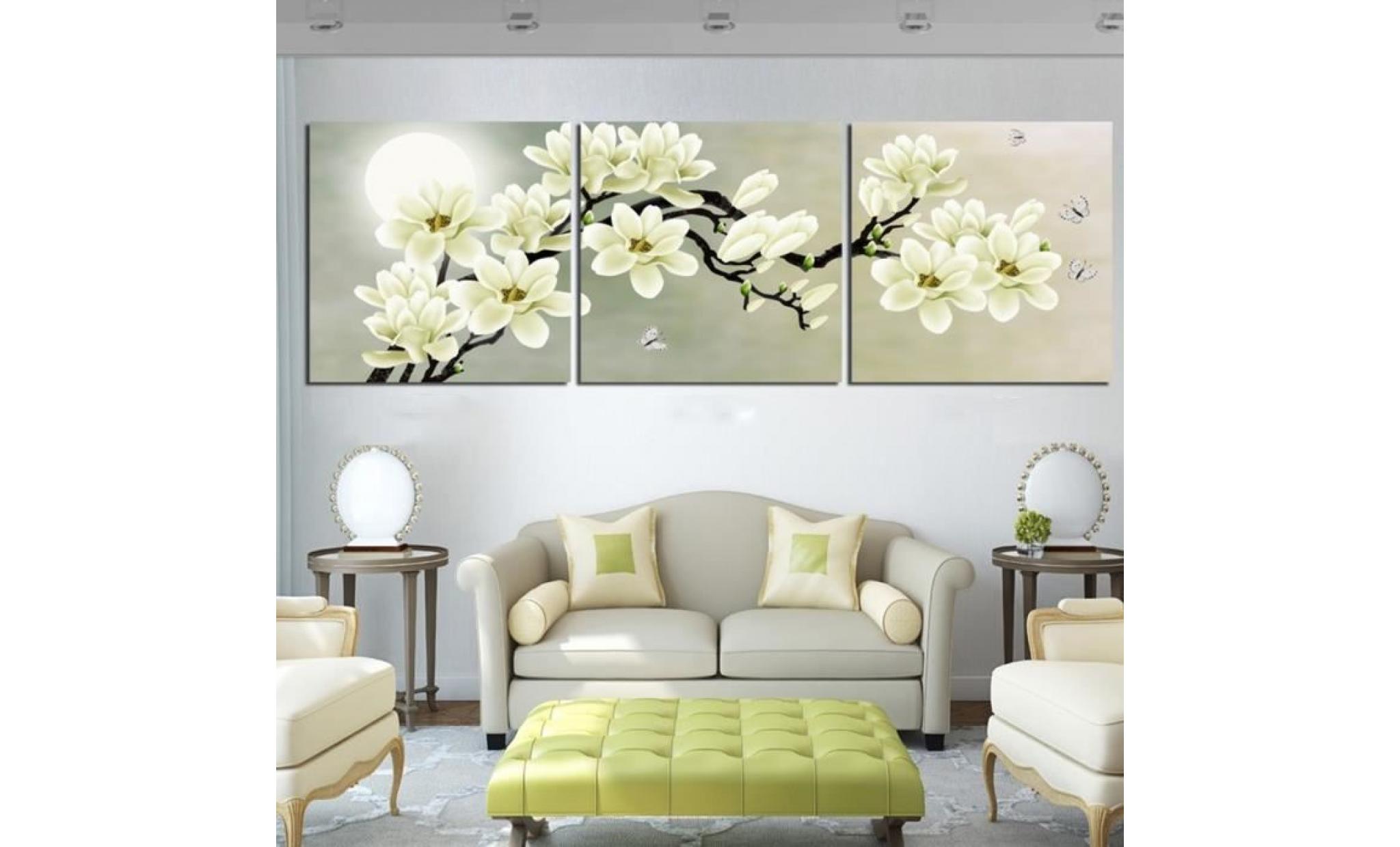 3pcs peinture murale sans cadre décor art moderne blanc belle image de fleur 40x40cm * 3pcs