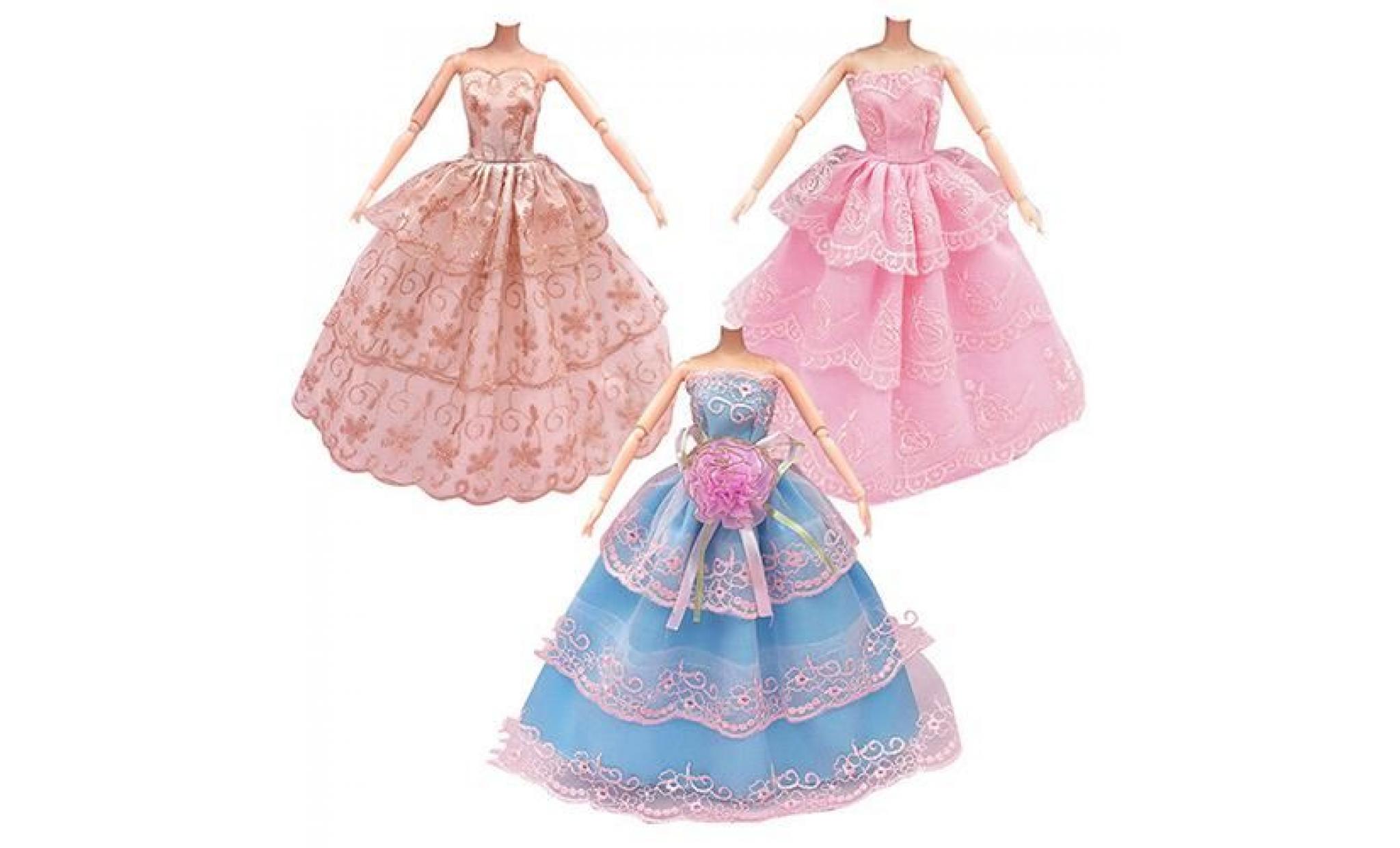 3pcs vêtements de poupée de mode robe de mariage robe de soirée complète robes accessoires de jouets