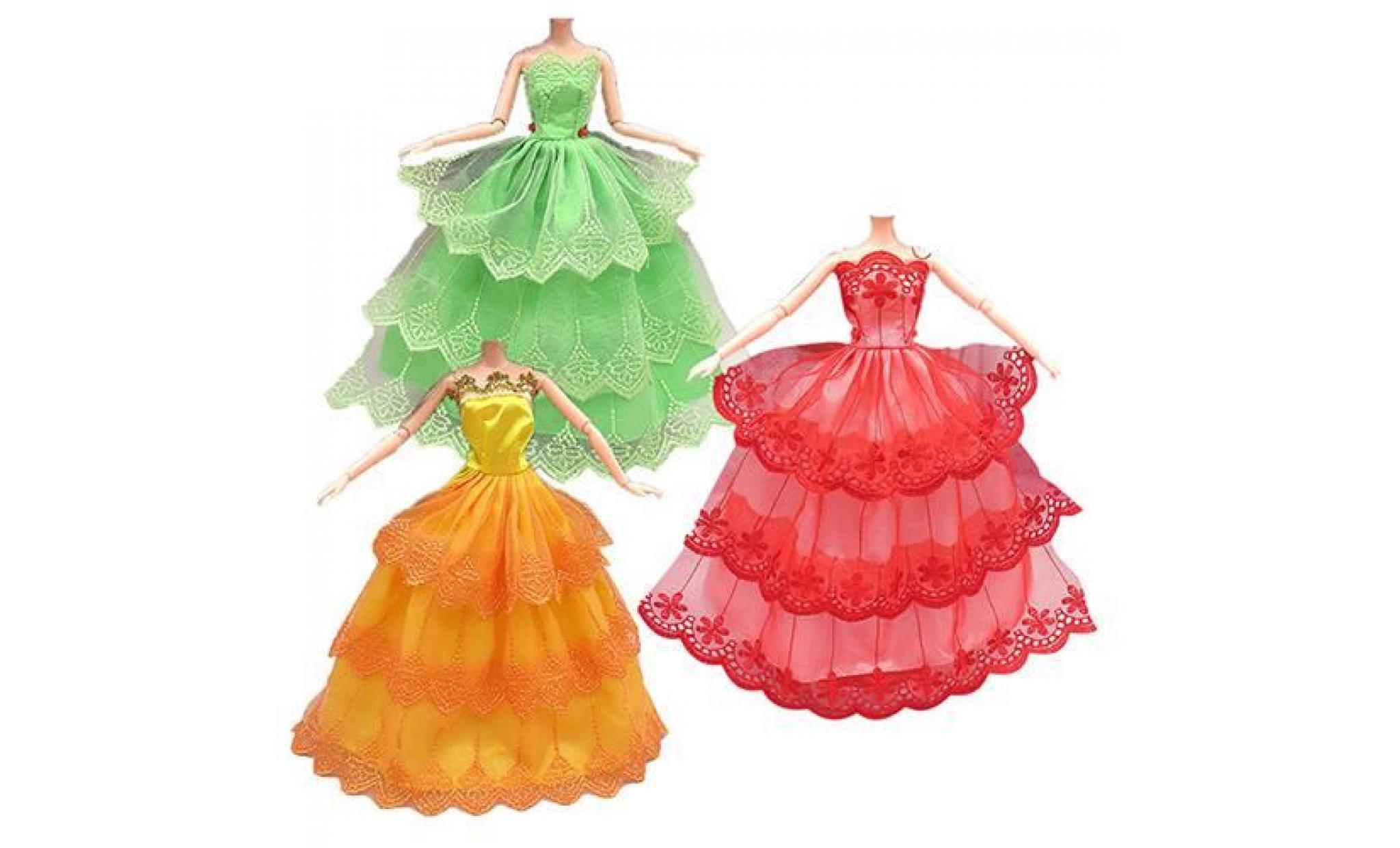 3pcs vêtements de poupée de mode robe de mariage robe de soirée complète robes accessoires de jouets pas cher