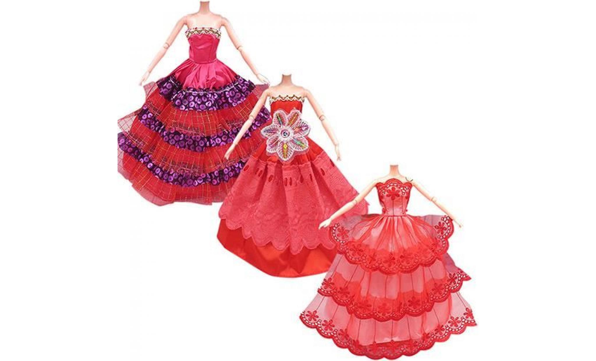 3pcs vêtements de poupée de mode robe de mariage robe de soirée complète robes accessoires de jouets pas cher