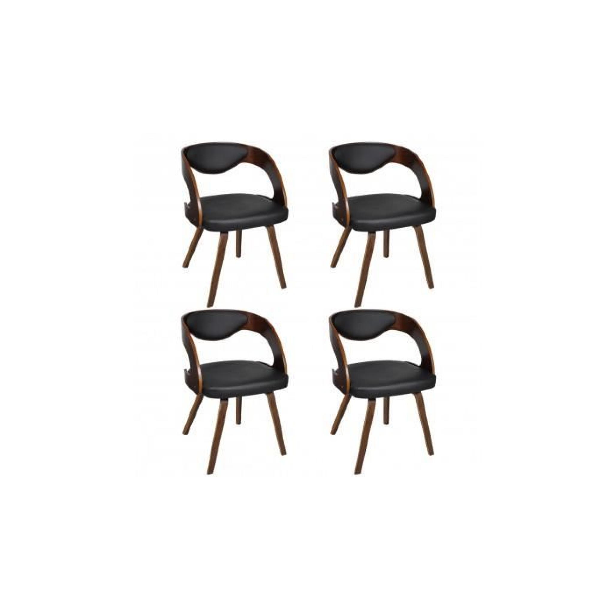 4 chaises à accoudoirs salle à manger en cuir mélangé brun pas cher
