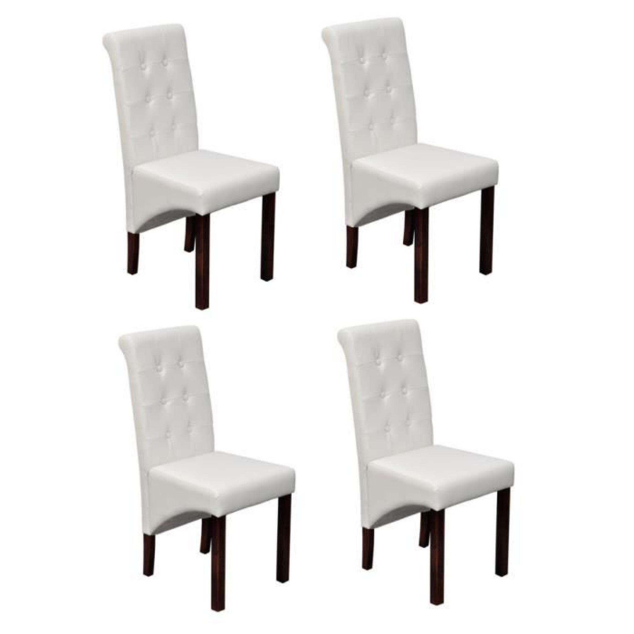 4 Chaises antique simili cuir blanc pas cher