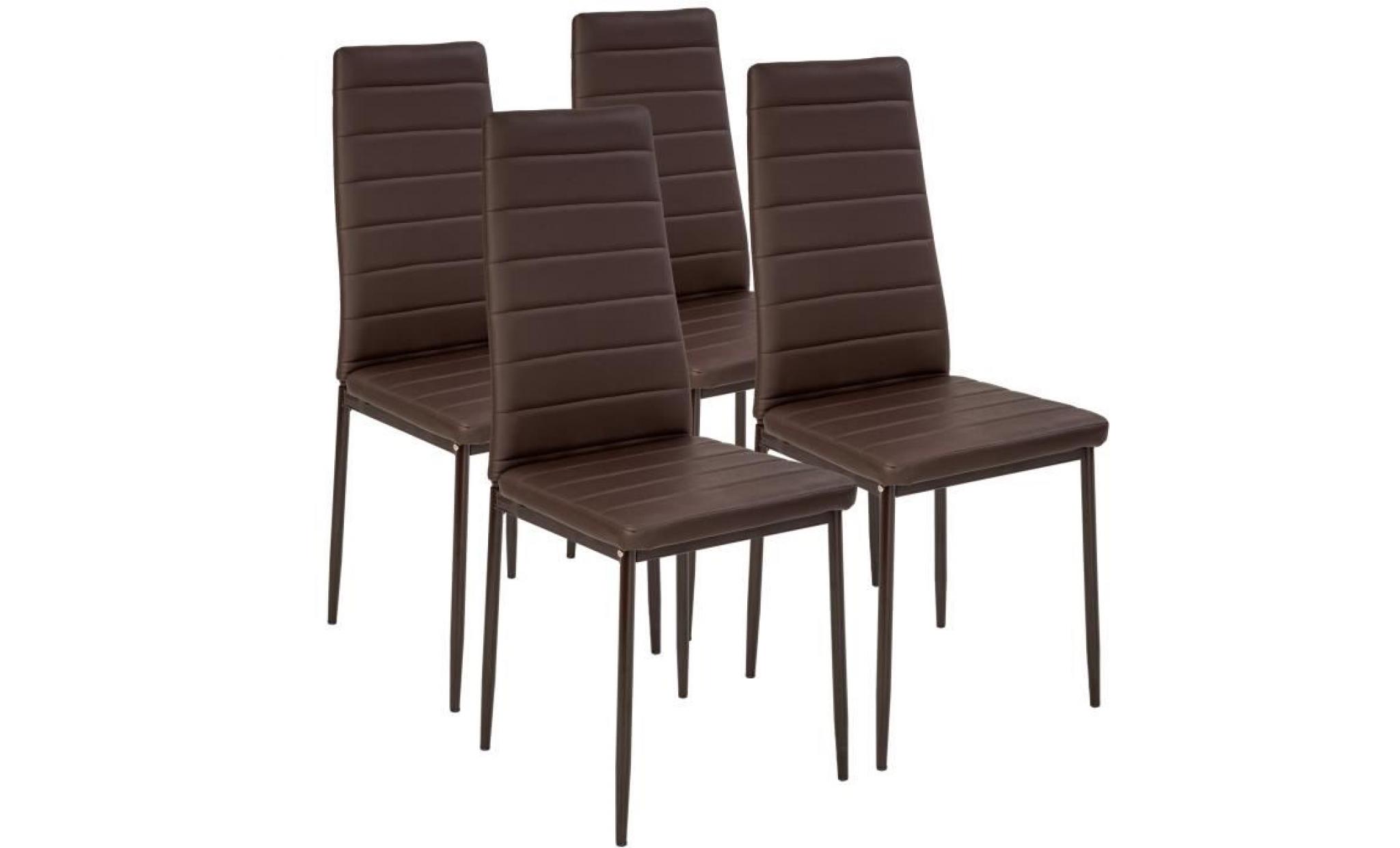 tectake 4 chaises de salle à manger ou de cuisine design épuré cadre en acier beige