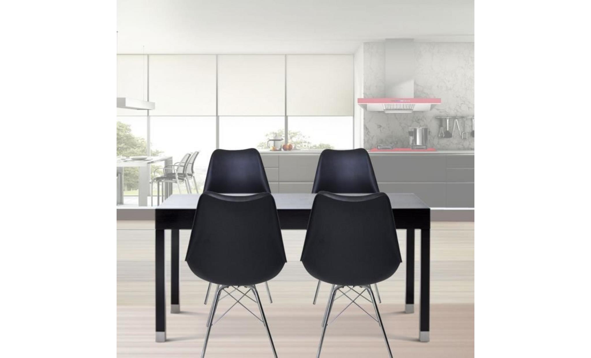 4 chaises de salle à manger tulip chaise rembourrée design contemporain nordique noir