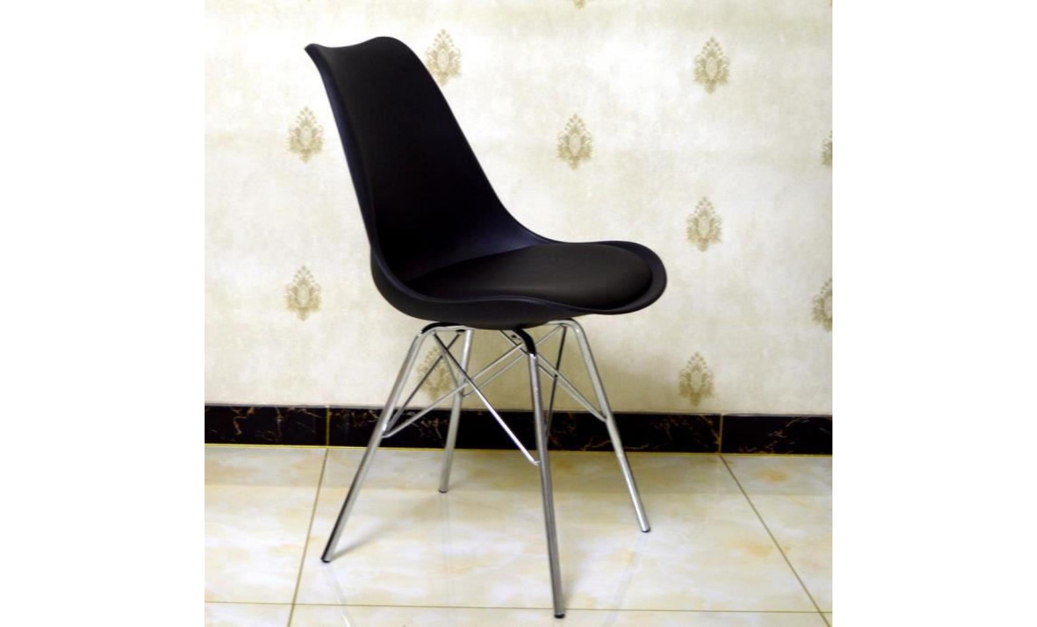 4 chaises de salle à manger tulip chaise rembourrée design contemporain nordique noir pas cher