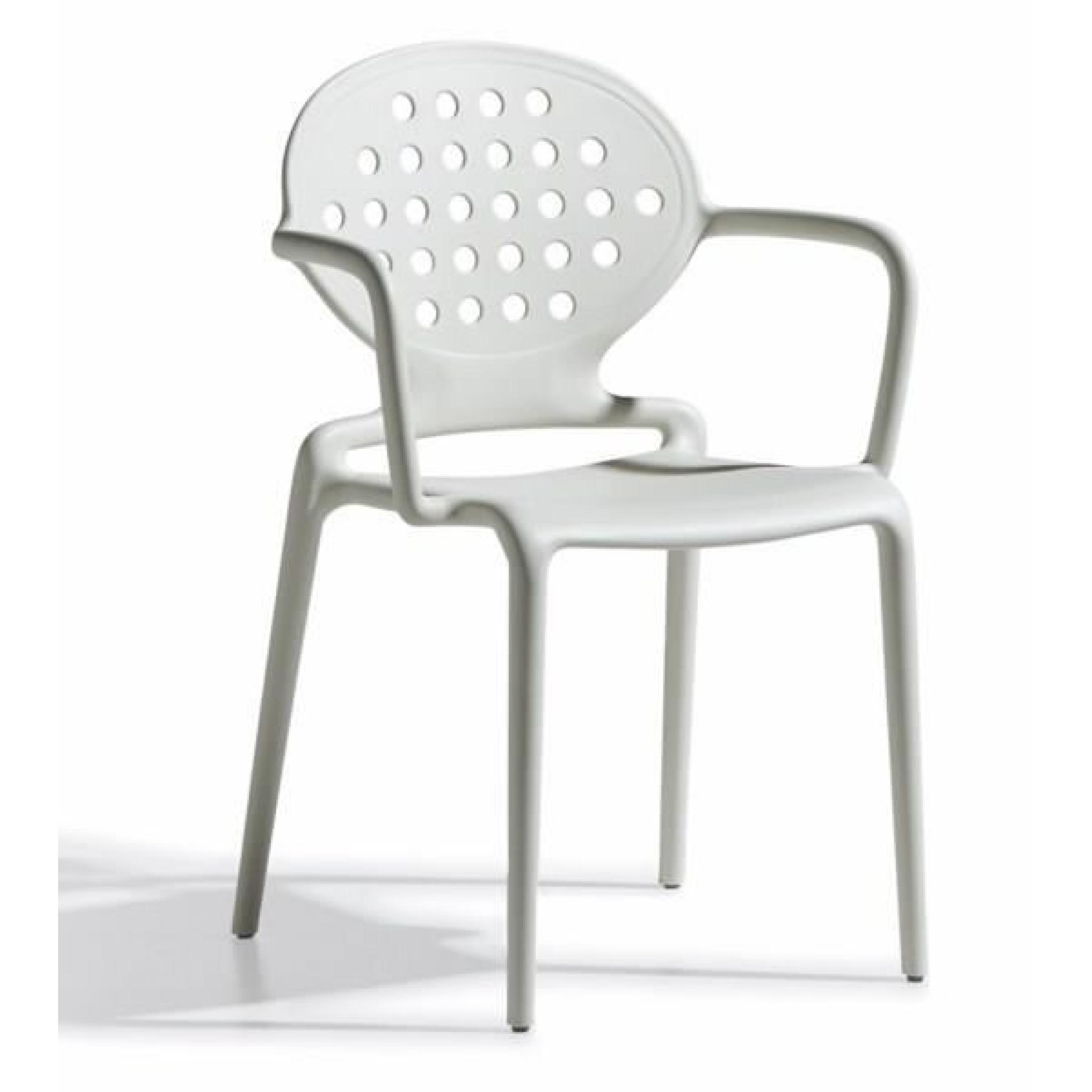 4 Chaises design blanches avec accoudoirs - COL… pas cher