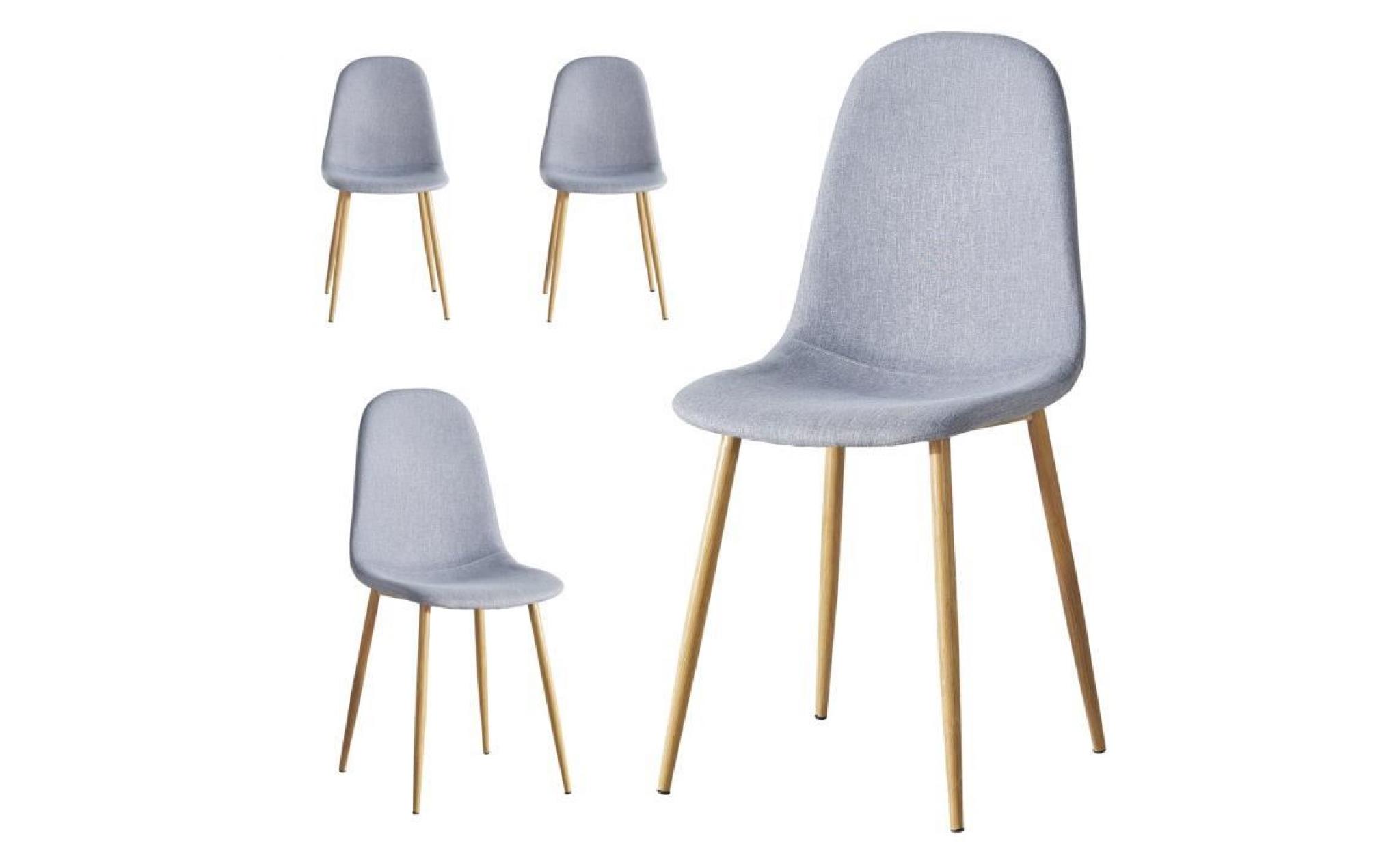 4 chaises design scandinave tissu gris clair   ansen