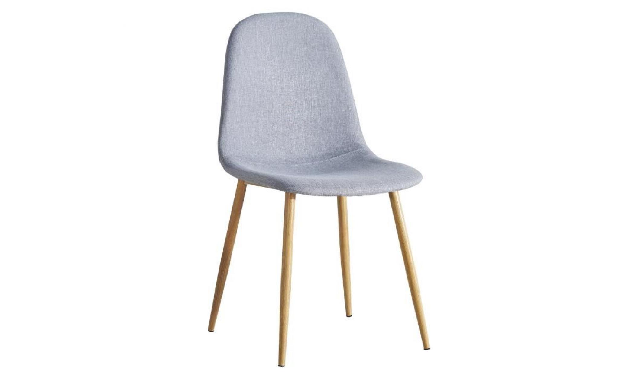 4 chaises design scandinave tissu gris clair   ansen pas cher