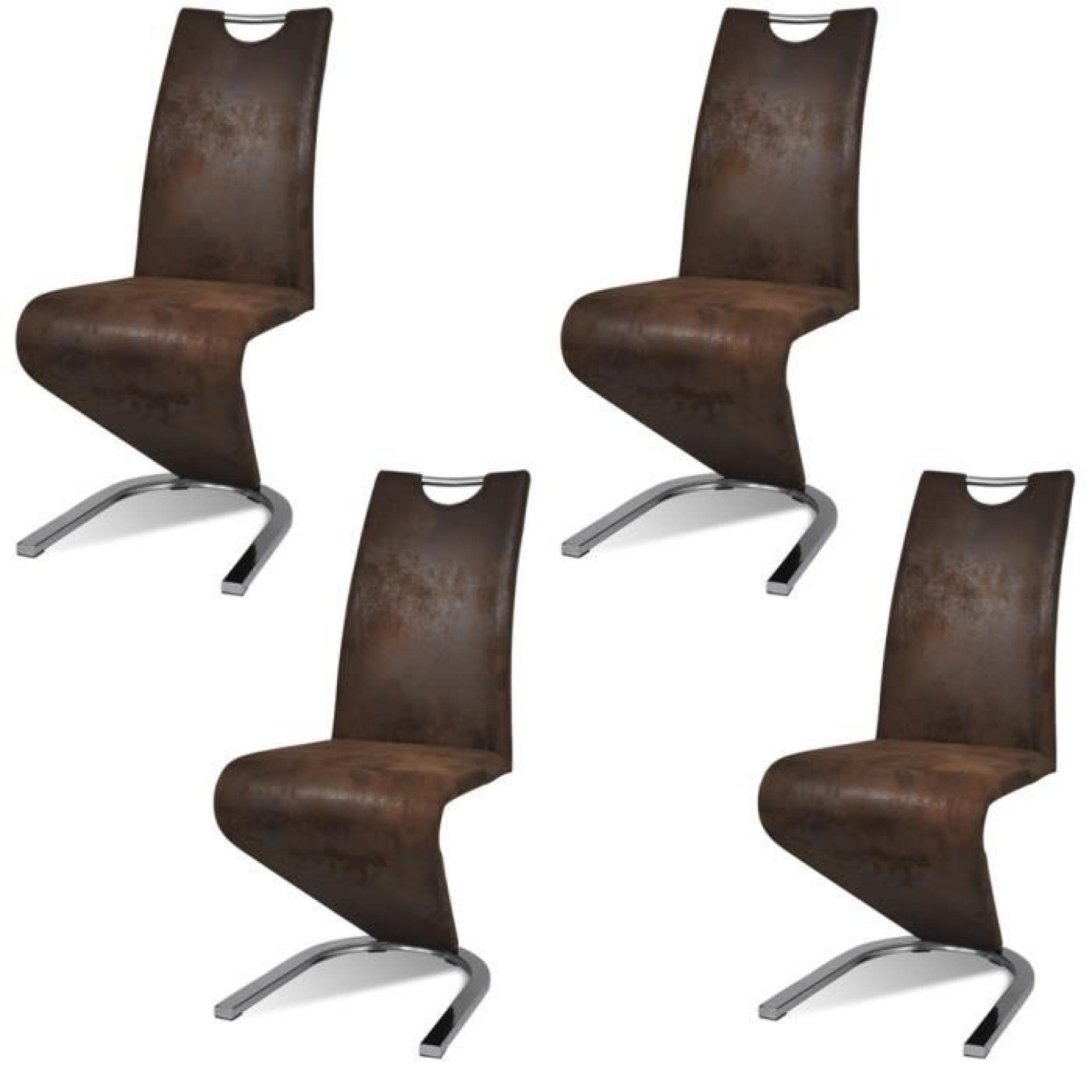 4 Chaises en simili cuir Cantilever avec pieds en forme de H Brun pas cher