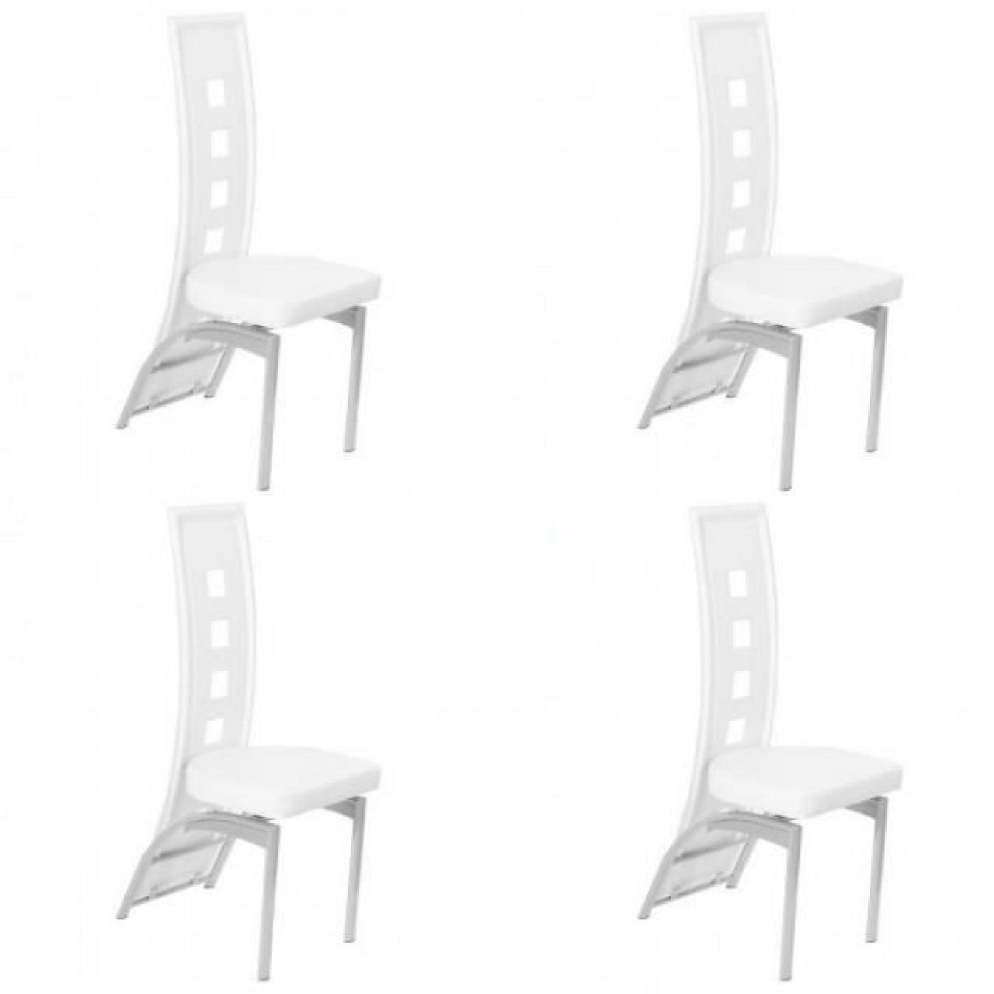 4 chaises newton pvc blanc et alu design pas cher