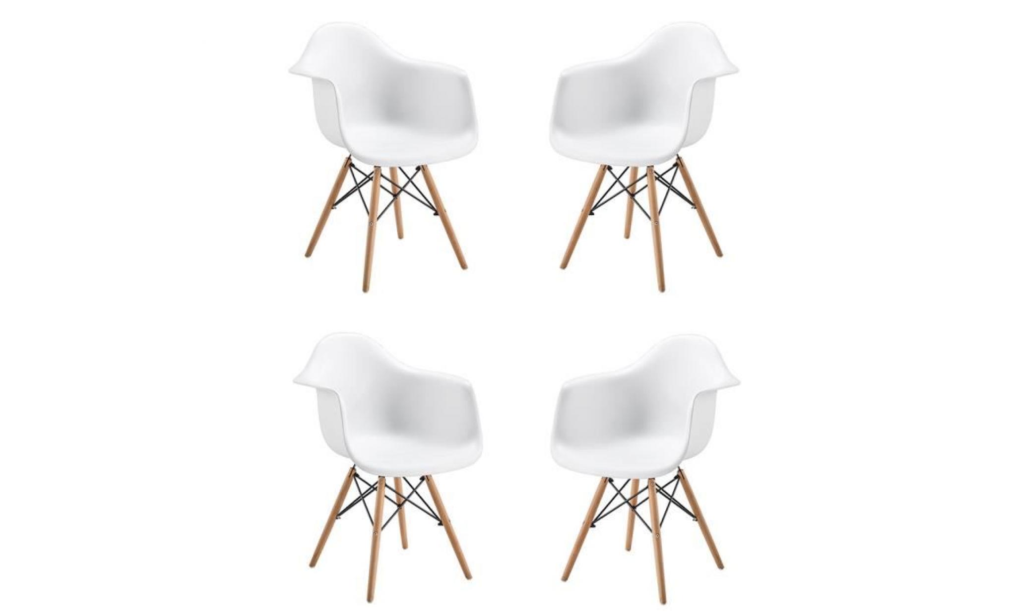 4 chaises scandinaves fauteuil fauteuil de salle chaise avec accoudoirs urban daw chaise cuisine   blanche   h82.5cm