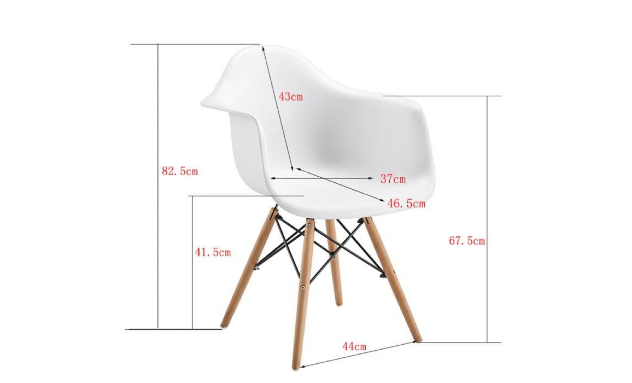 4 chaises scandinaves fauteuil fauteuil de salle chaise avec accoudoirs urban daw chaise cuisine   blanche   h82.5cm pas cher