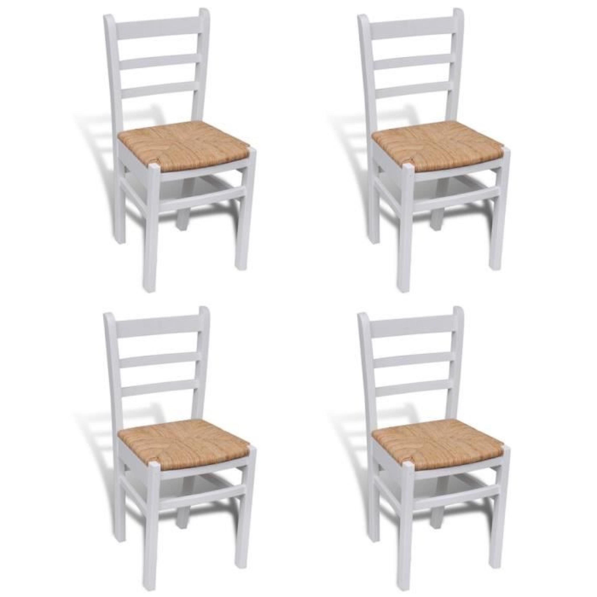 4 pcs Chaise de salle à manger peinture blanche