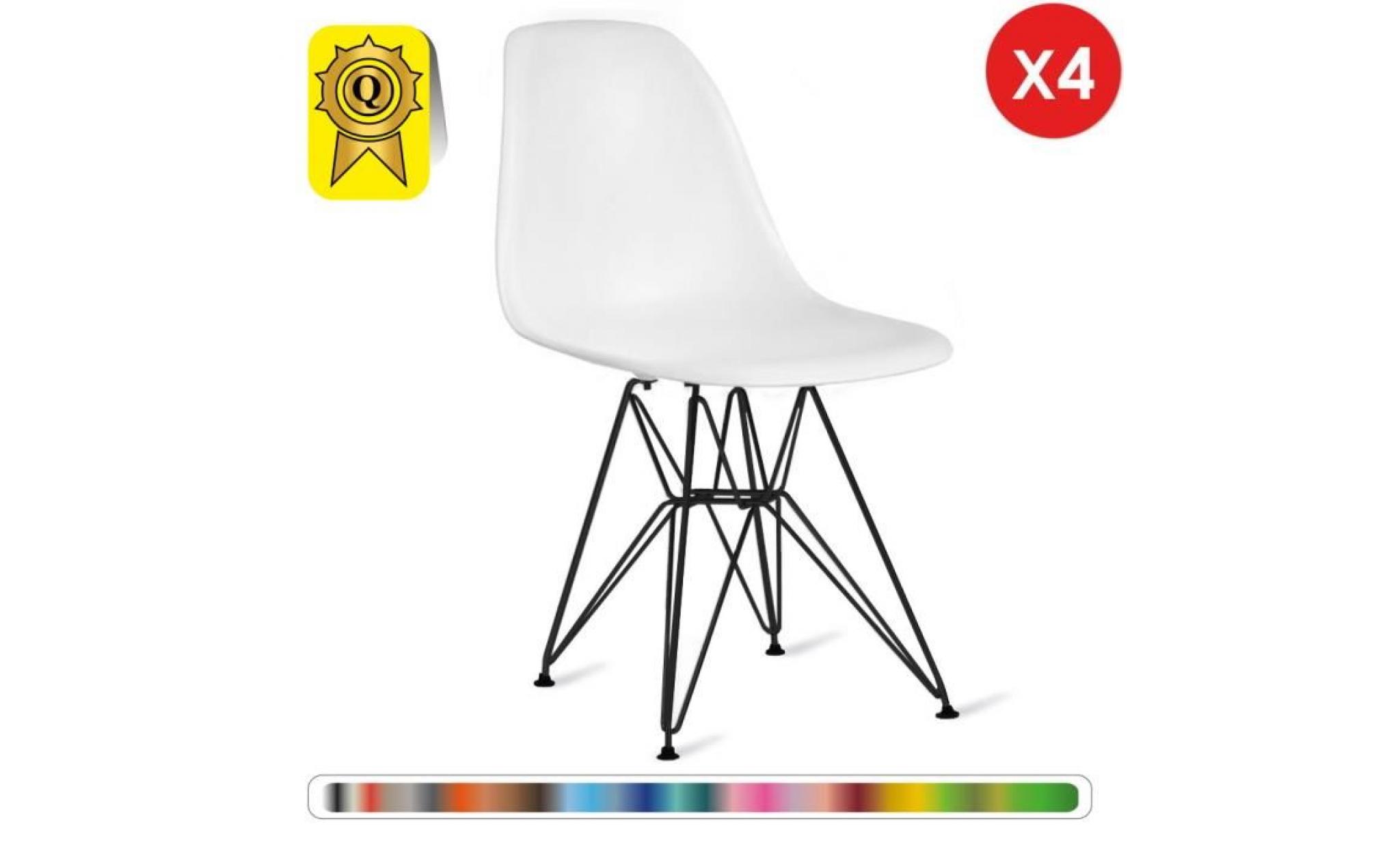 4 x chaise design inspiration eiffel   blanc pieds  acier inox chrome  decopresto dp dsr wh 4p