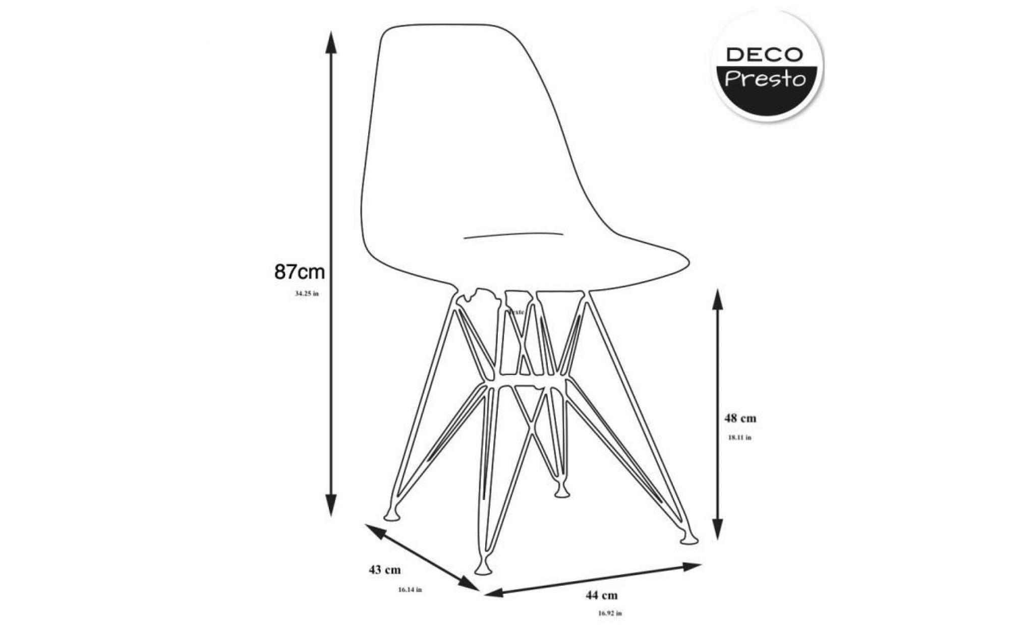 4 x chaise design inspiration eiffel   blanc pieds  acier inox chrome  decopresto dp dsr wh 4p pas cher