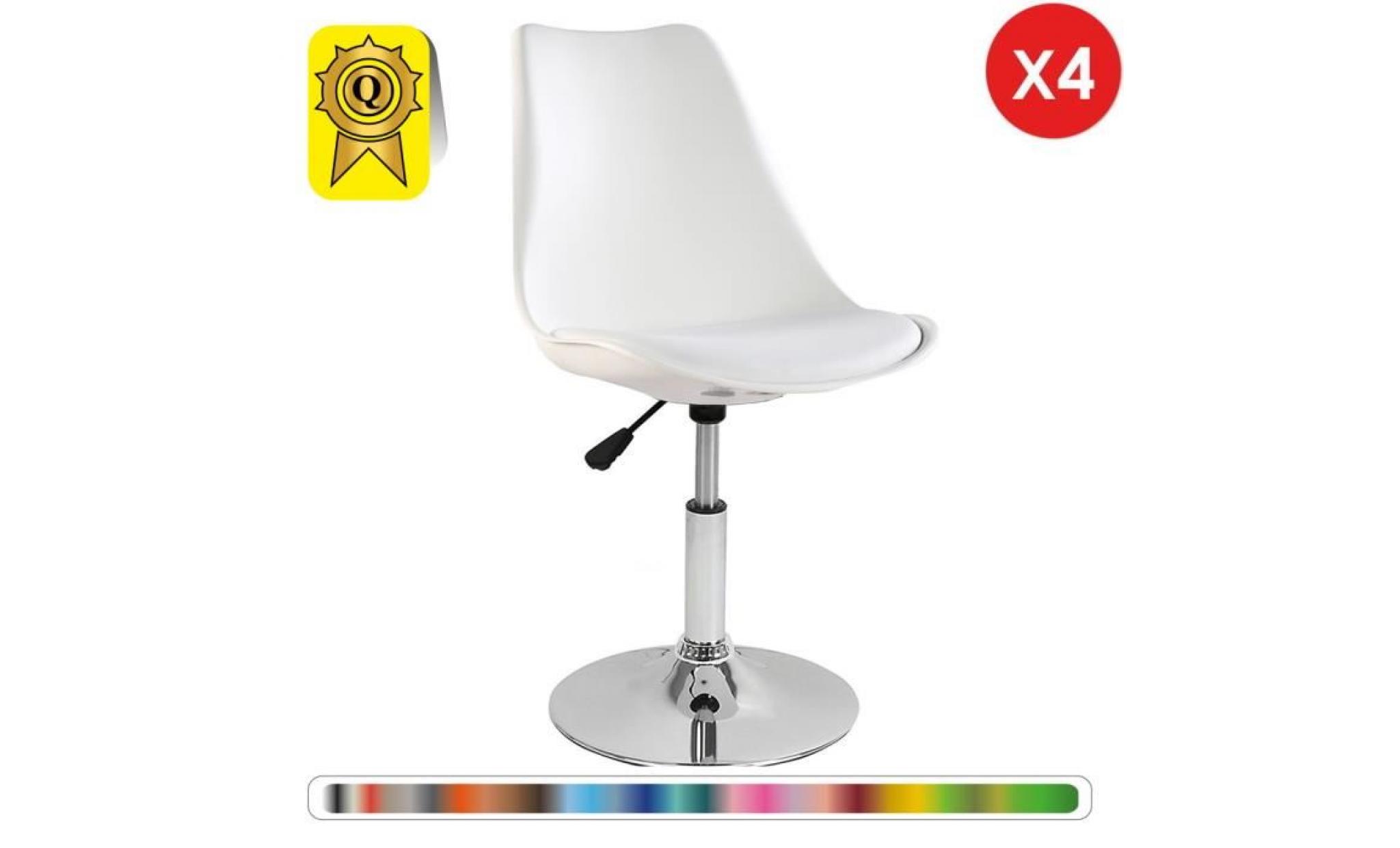 4 x chaise inspiration tulipe pivotante reglable inox chrome blanc deco presto dp dsi wh 4