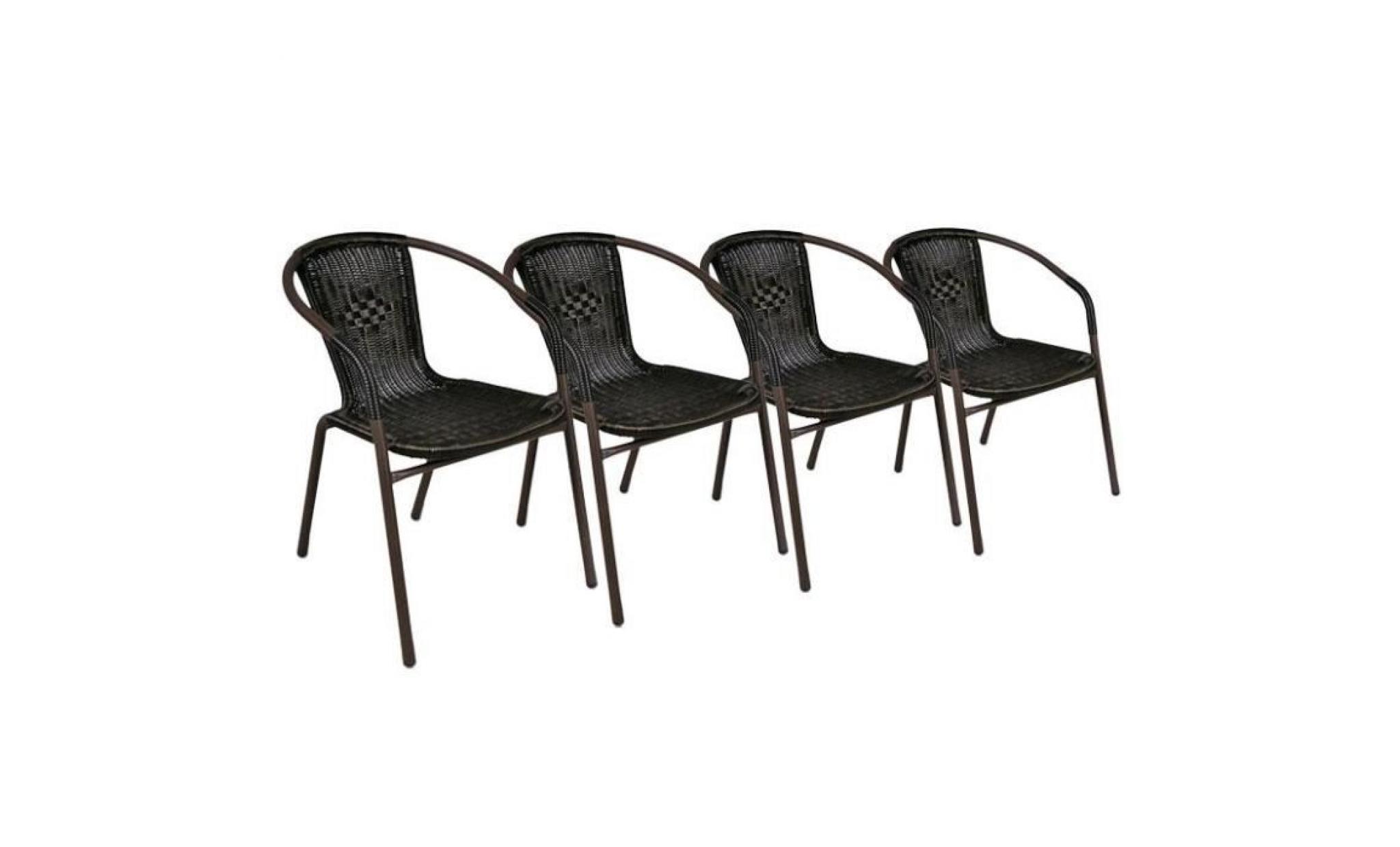 4 x chaises Bistrot poly rotin empilable