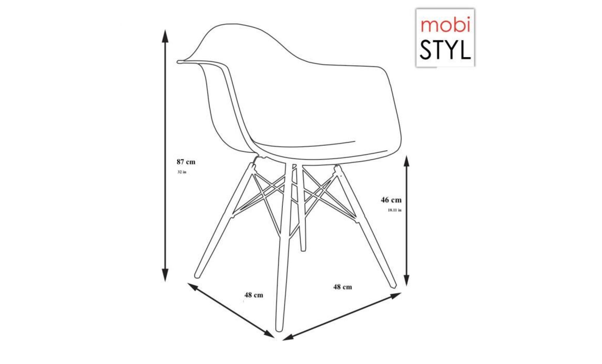 4 x fauteuil design retro inspiration eames daw pieds en bois vernis noyer assise creme mobistyl® pas cher
