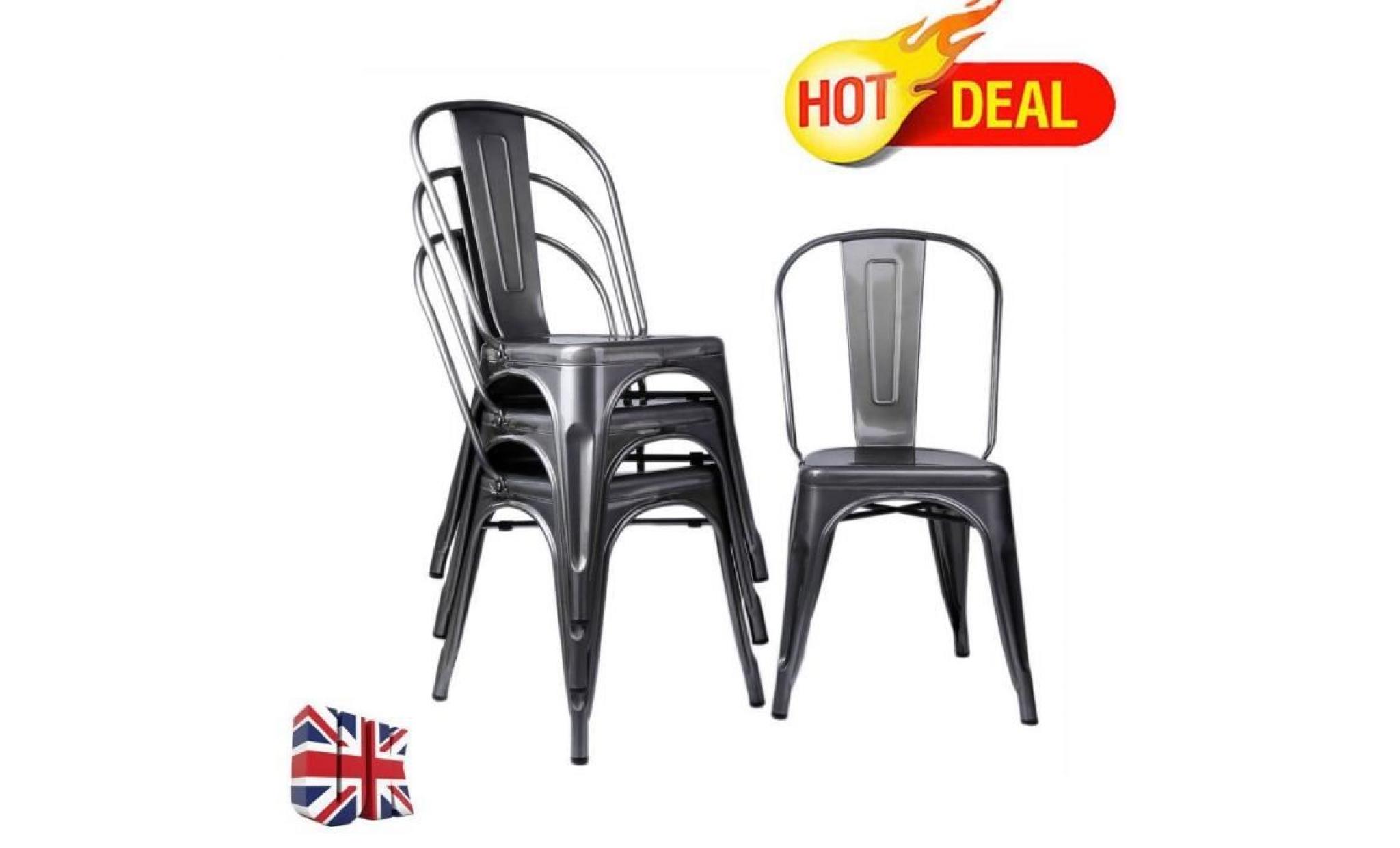 4 x tolix style metal chaise de salle À manger en acier industriel garden cafe stackable seat