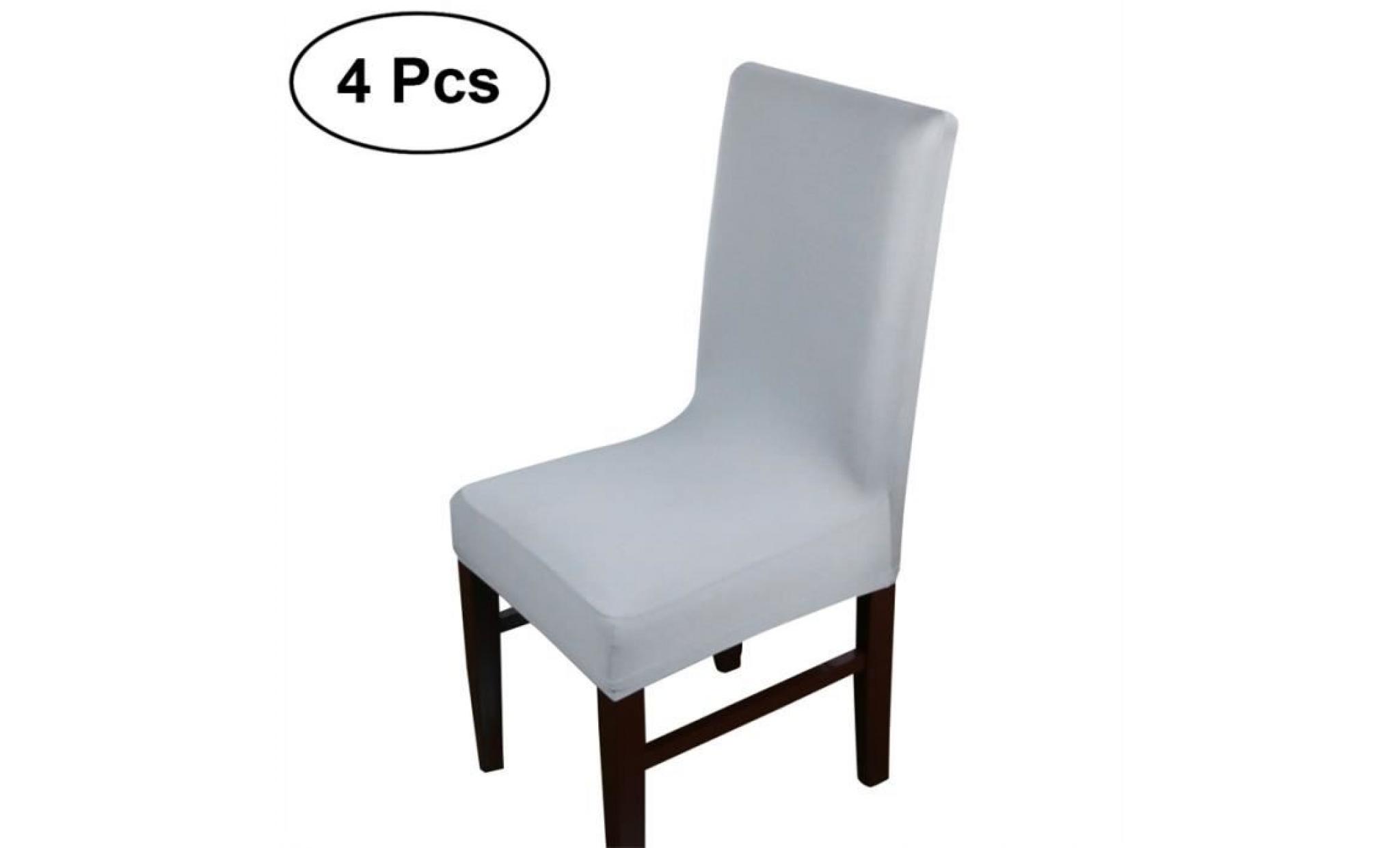 4pcs spandex tissu extensible salle à manger chaise housse de couette décor à la maison (gris)