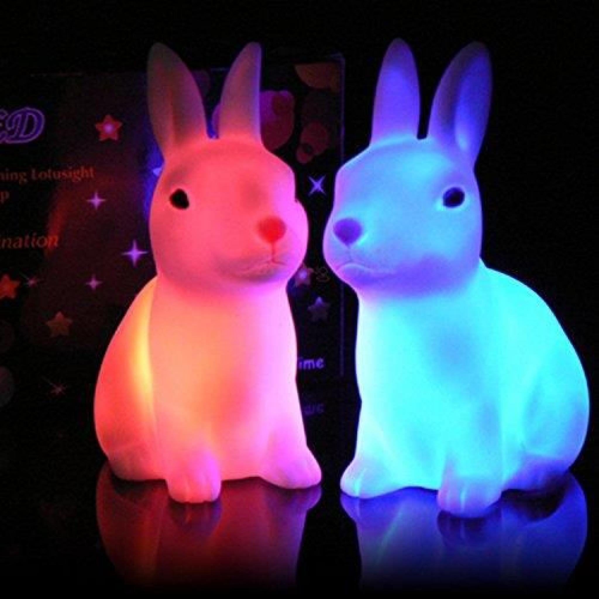 4pcs Veilleuses à lapin LED Changement de couleur, Jouets de lapin, Veilleuses romantique,  Lampes de nuit, Décoration de maison 