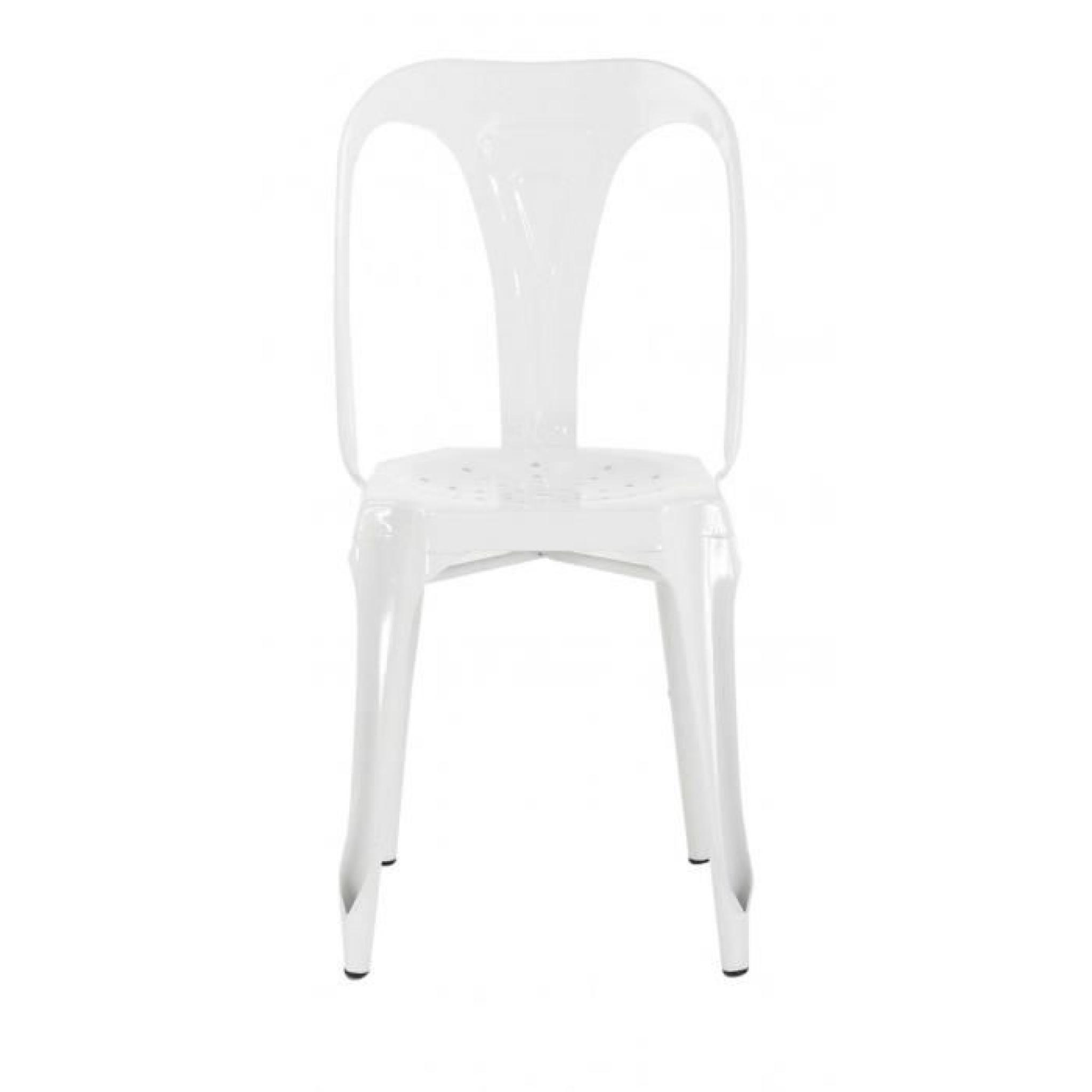 4x Chaise industrielle métal blanc brillant Indus - Inwood