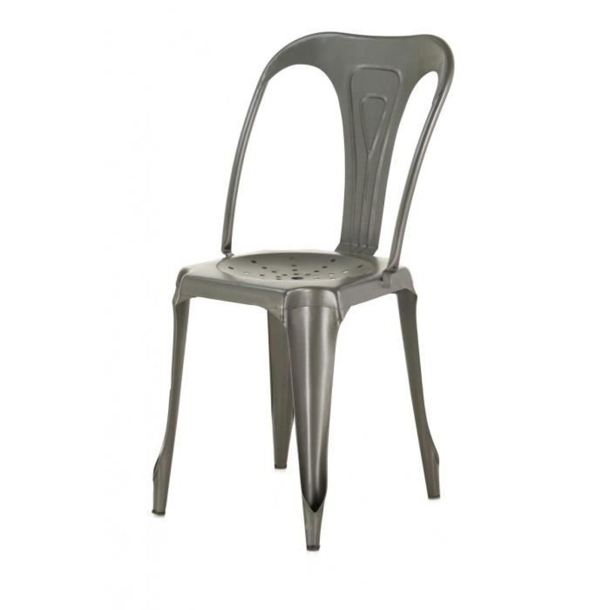 4x Chaise industrielle métal gris foncé Indus - Inwood pas cher