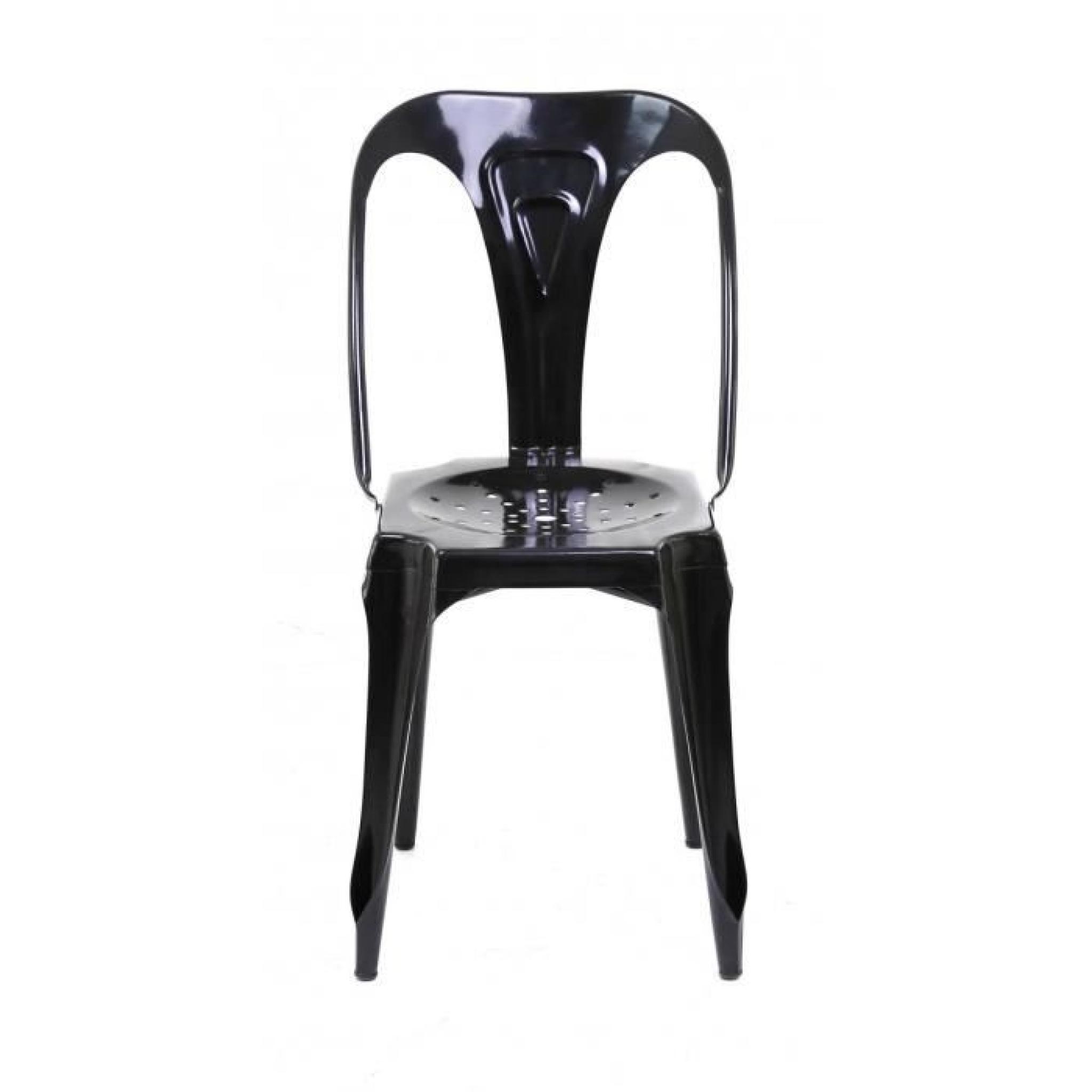 4x Chaise industrielle métal noir brillant Indus - Inwood
