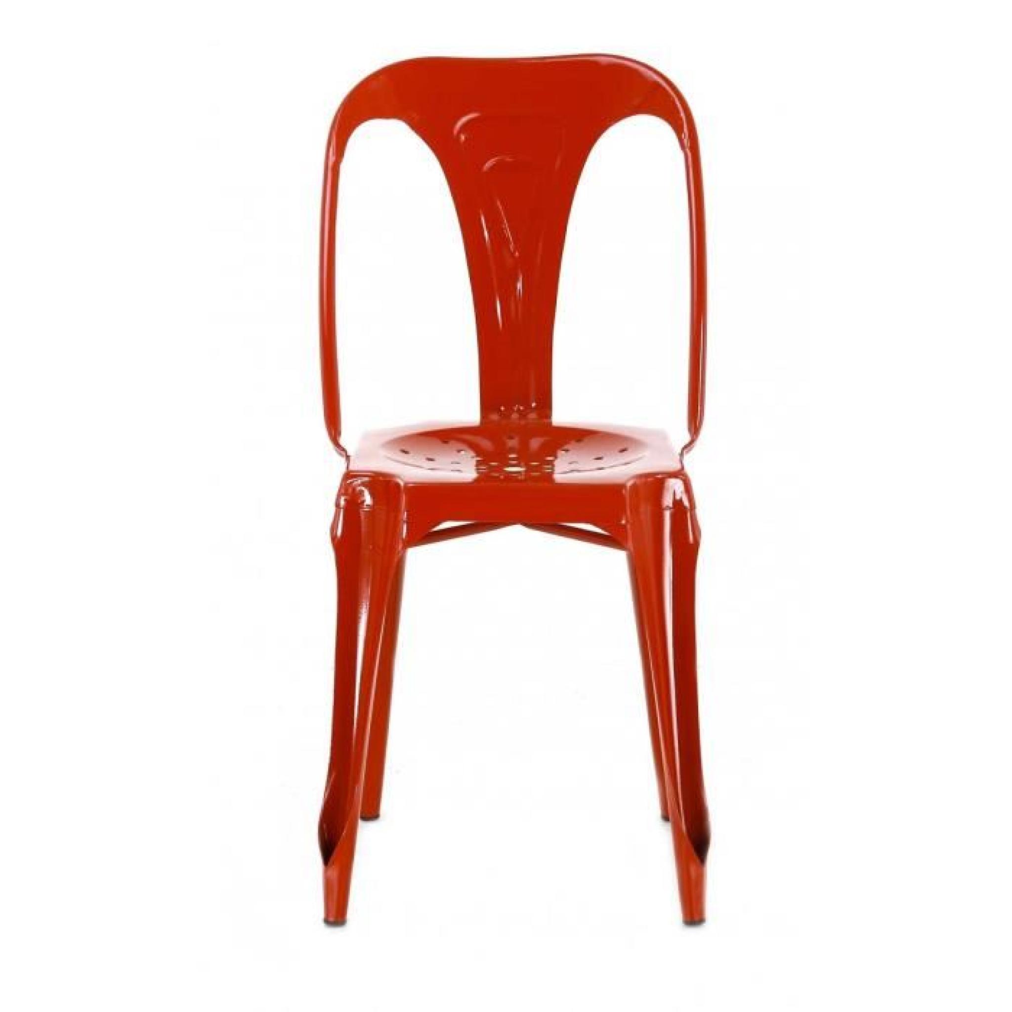 4x Chaise industrielle métal rouge brillant Indus - Inwood