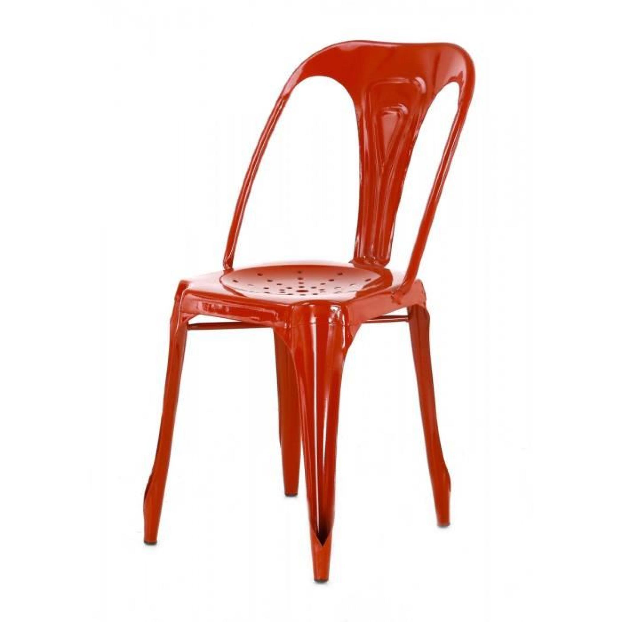 4x Chaise industrielle métal rouge brillant Indus - Inwood pas cher