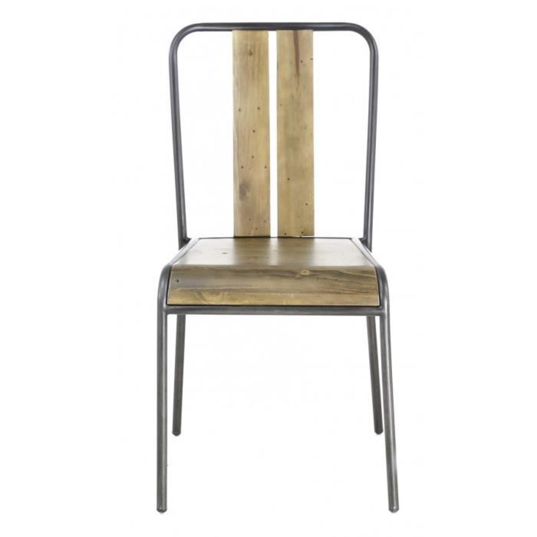 4x Chaise pin massif recyclé et metal Baia - Inwood