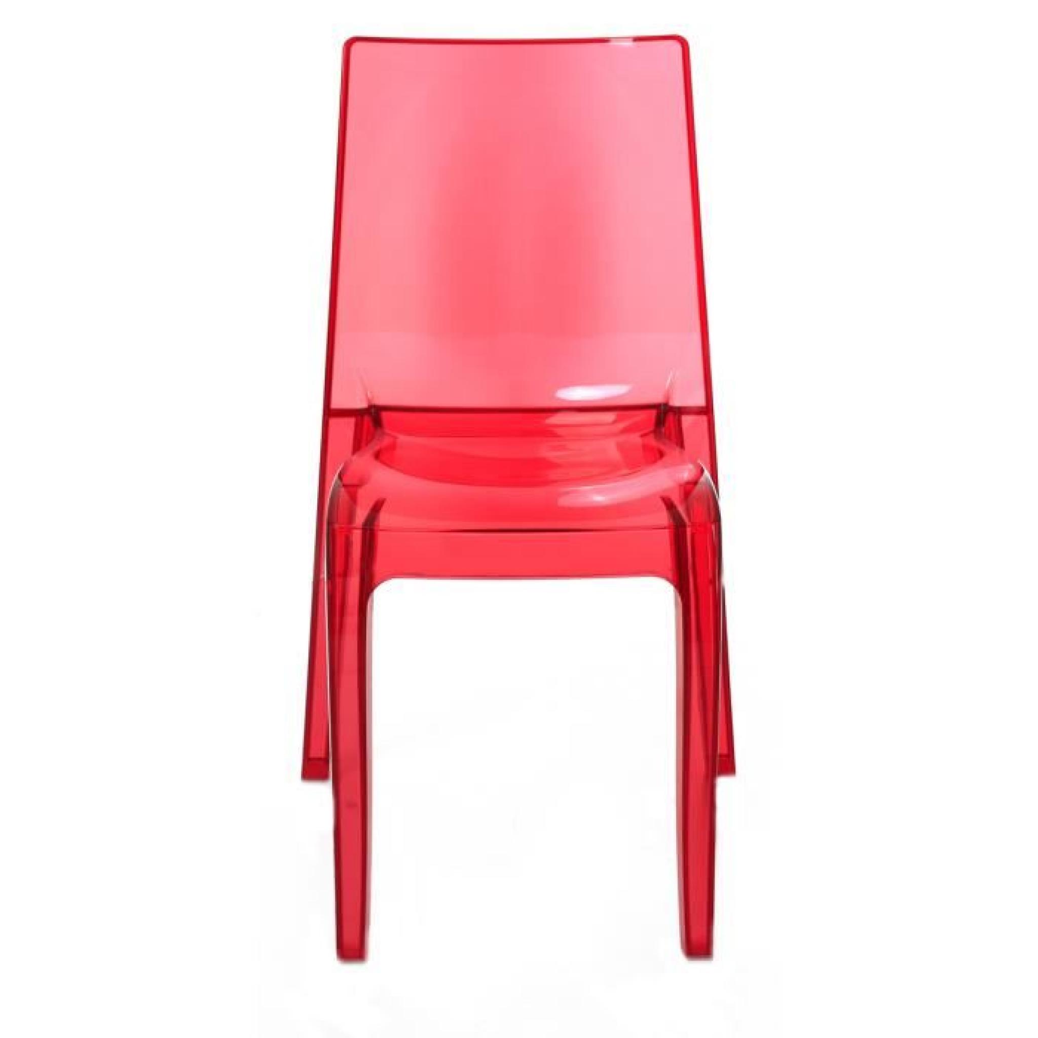 4x Chaise polycarbonate transparente rouge Frost