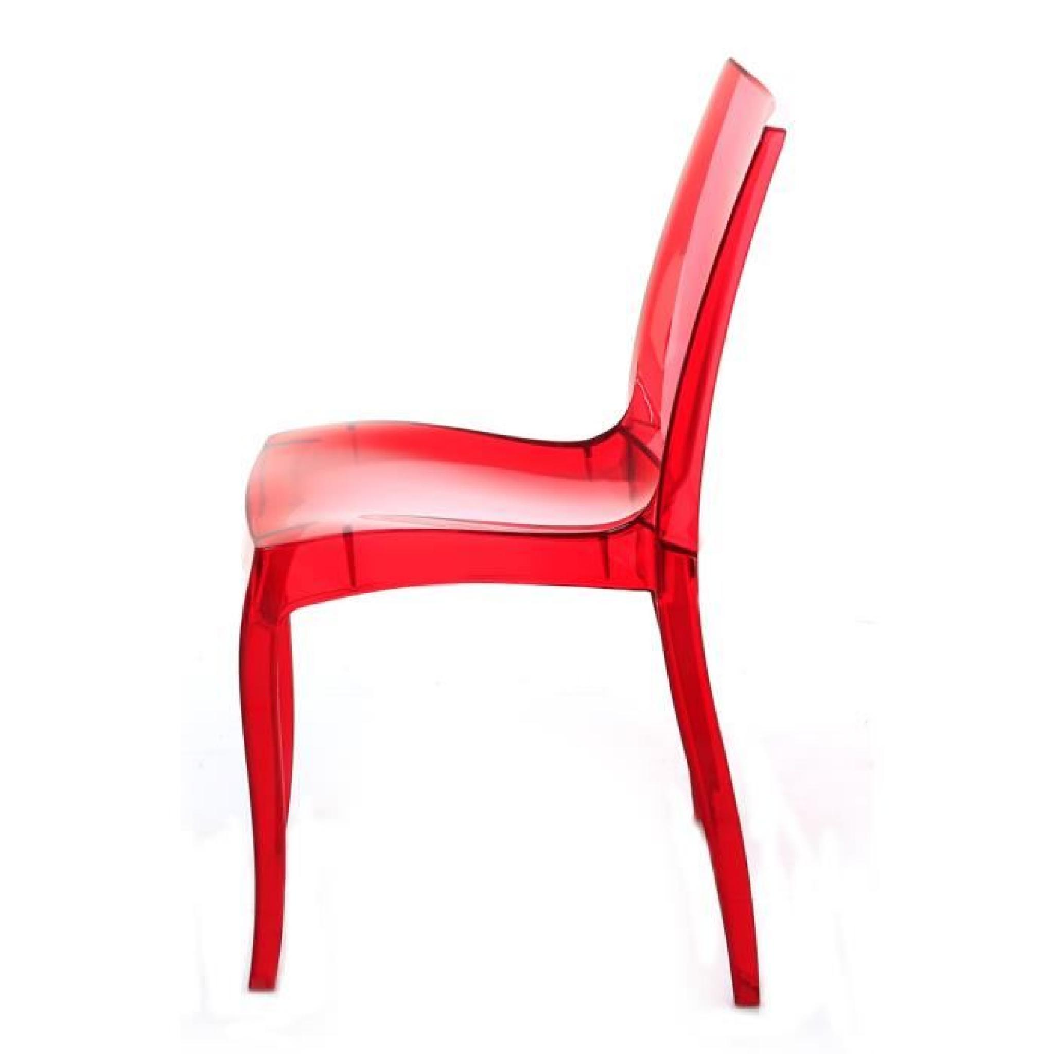 4x Chaise polycarbonate transparente rouge Frost pas cher
