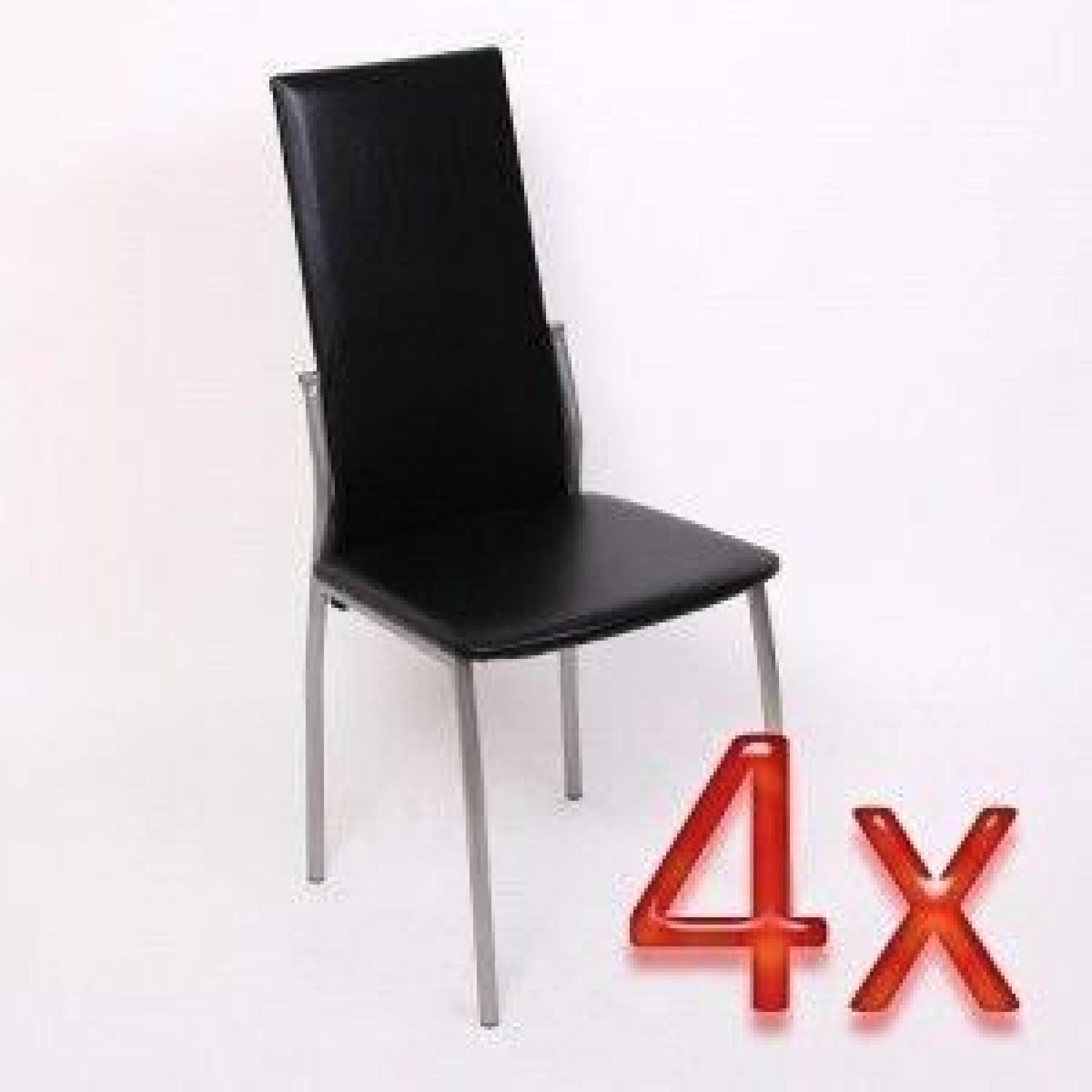 4x chaises de conférence / réunion simili-cuir/métal noir